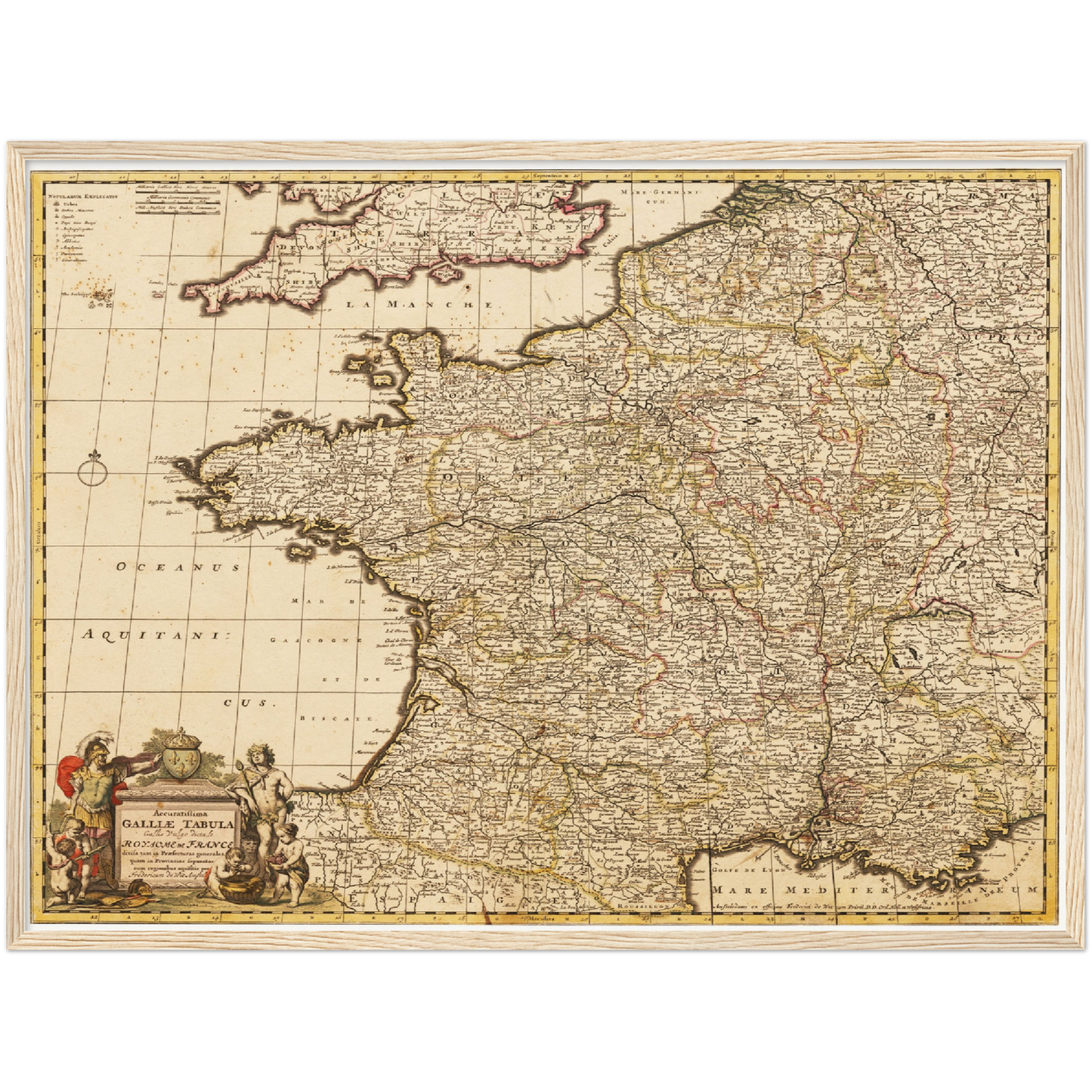 Historische Landkarte Frankreich um 1698
