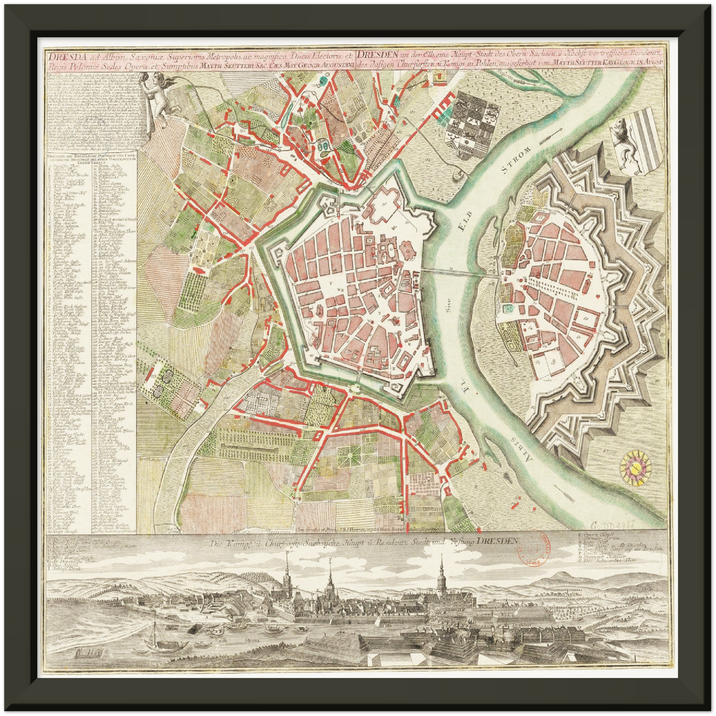 Historischer Stadtplan Dresden um 1750
