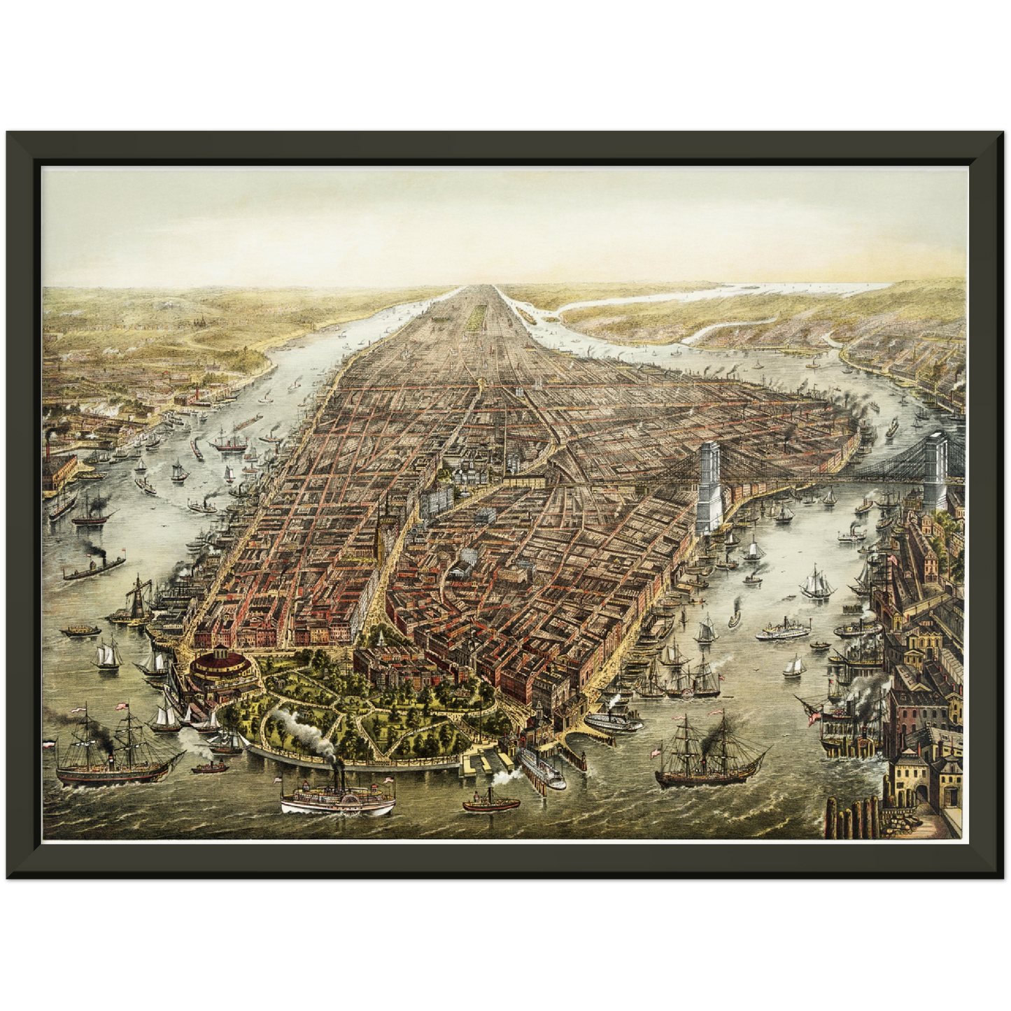 Historische Stadtansicht New York City um 1873