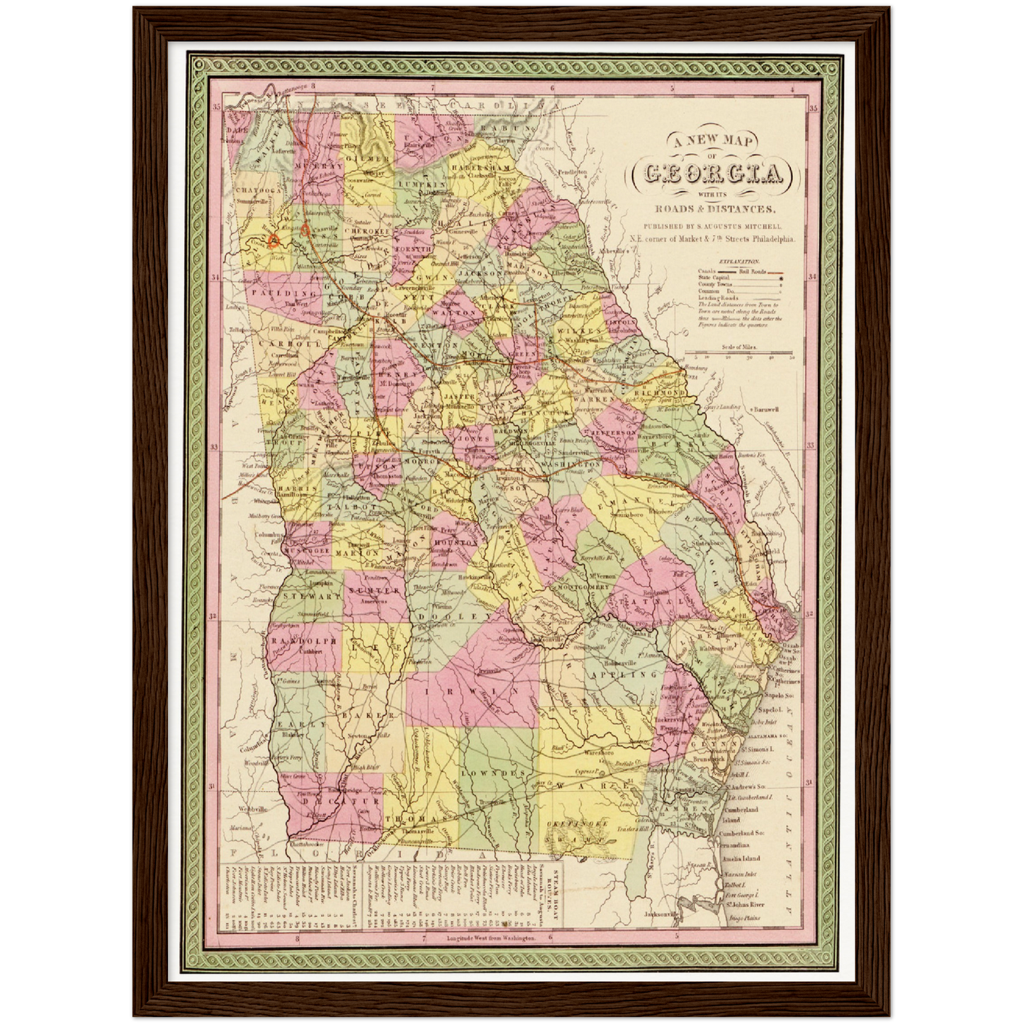 Historische Landkarte Georgia um 1849
