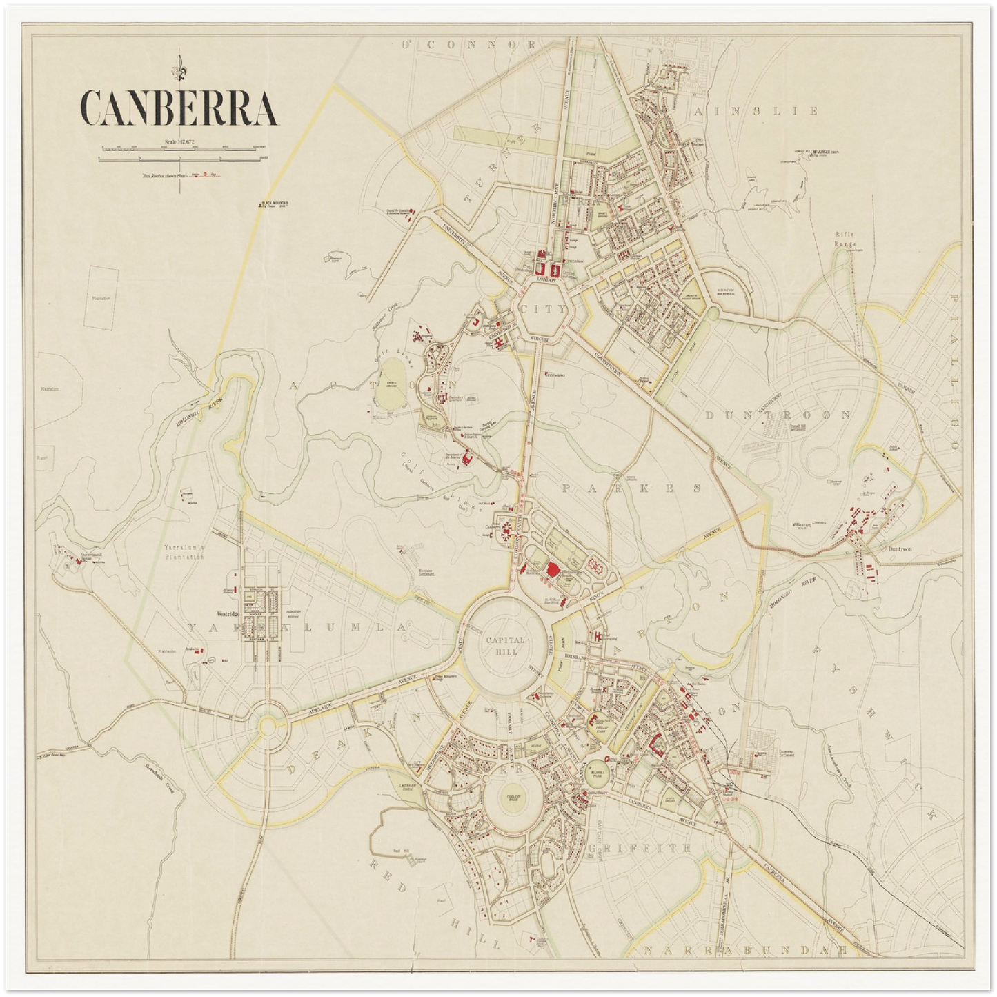 Historischer Stadtplan Canberra um 1933