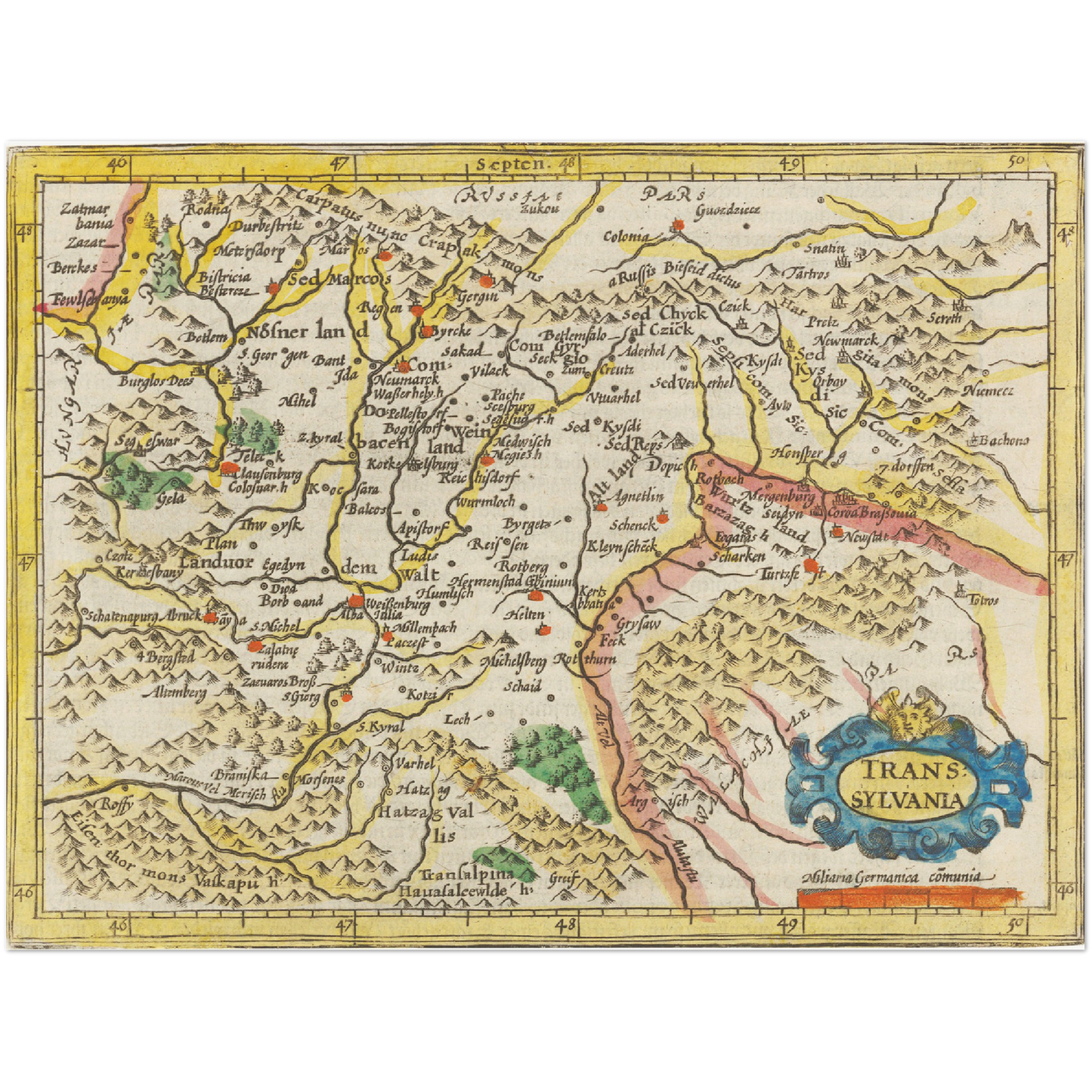 Historische Landkarte Transilvanien um 1609