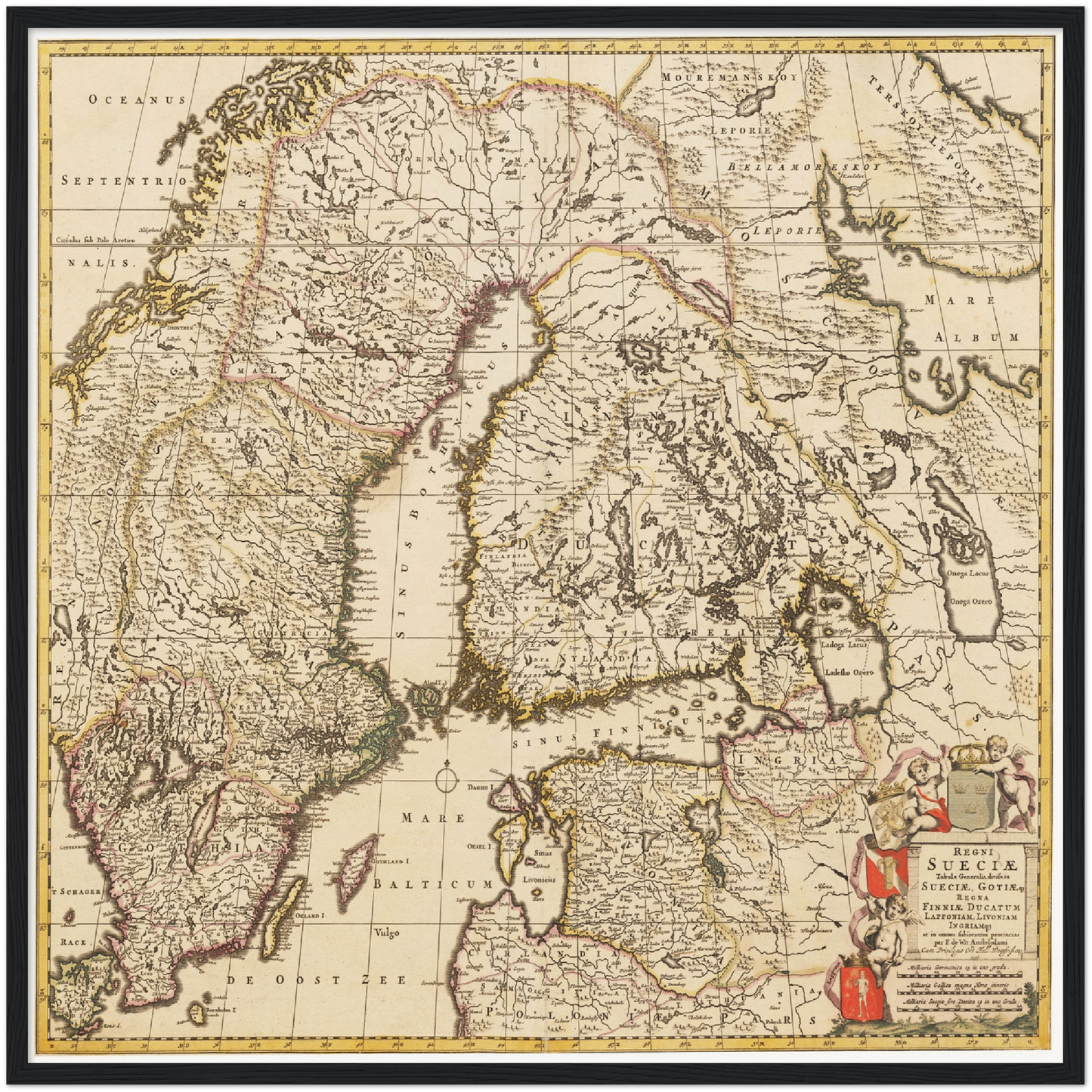 Historische Landkarte Schweden um 1698