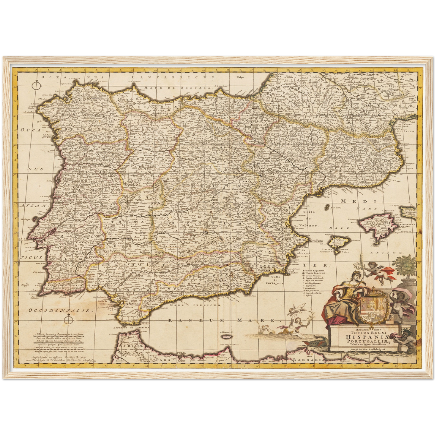 Historische Landkarte Spanien um 1698