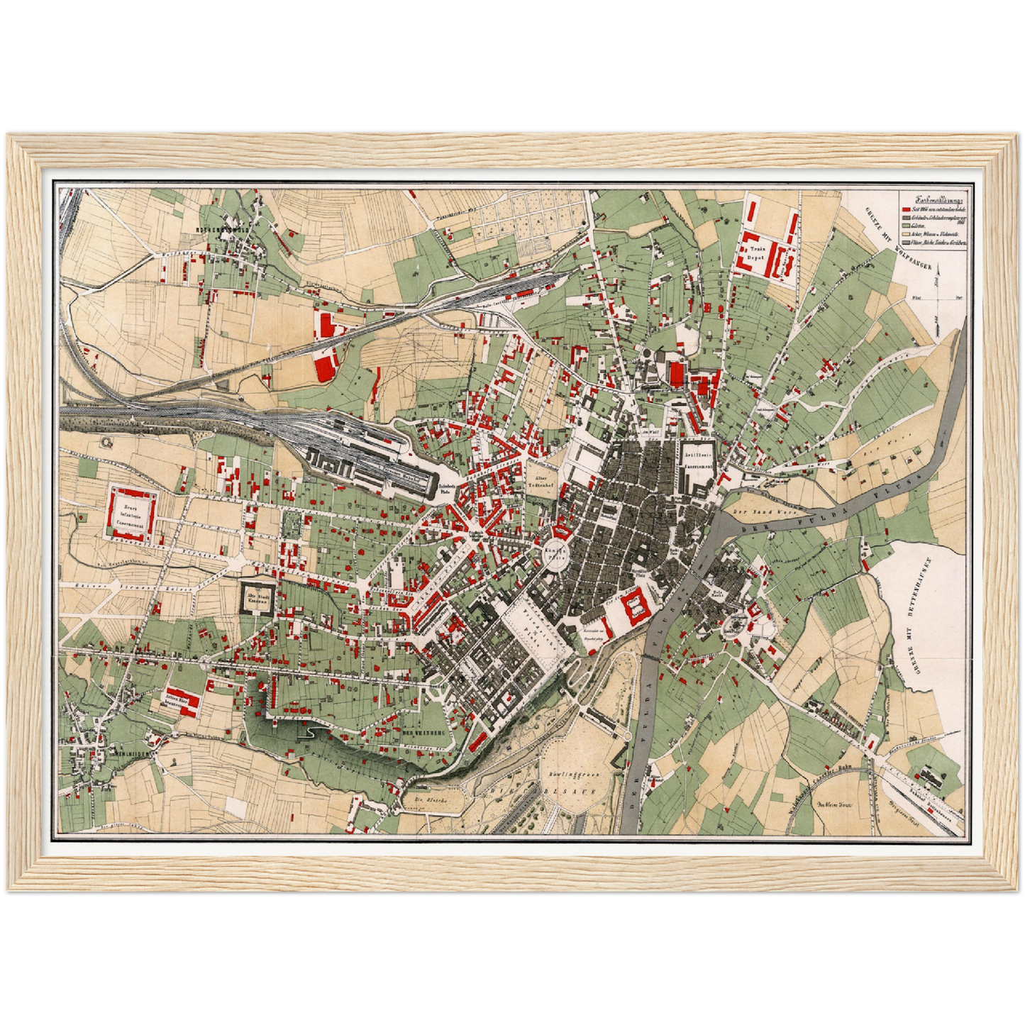 Historische Stadtansicht Kassel um 1878