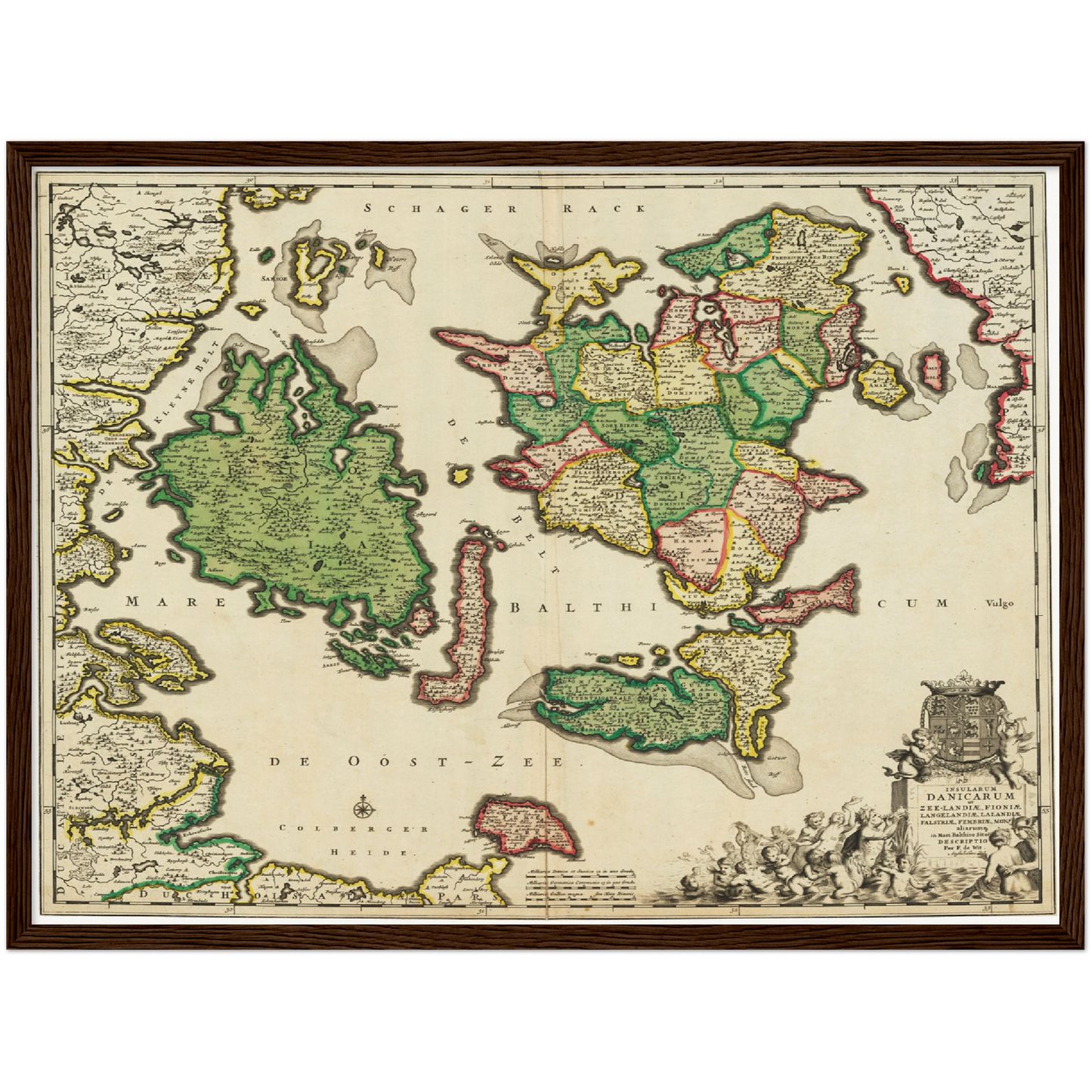 Historische Landkarte Dänische Inseln um 1688
