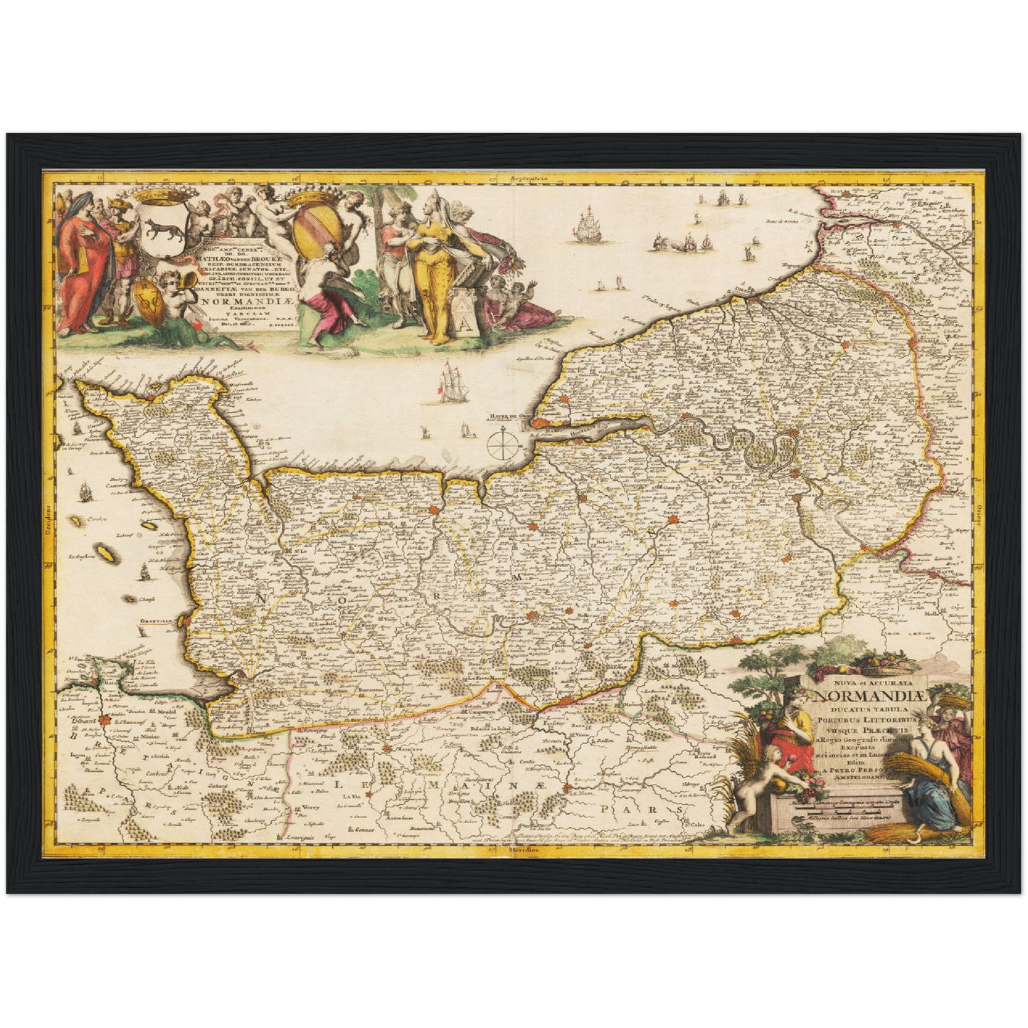 Historische Landkarte Normandie um 1698