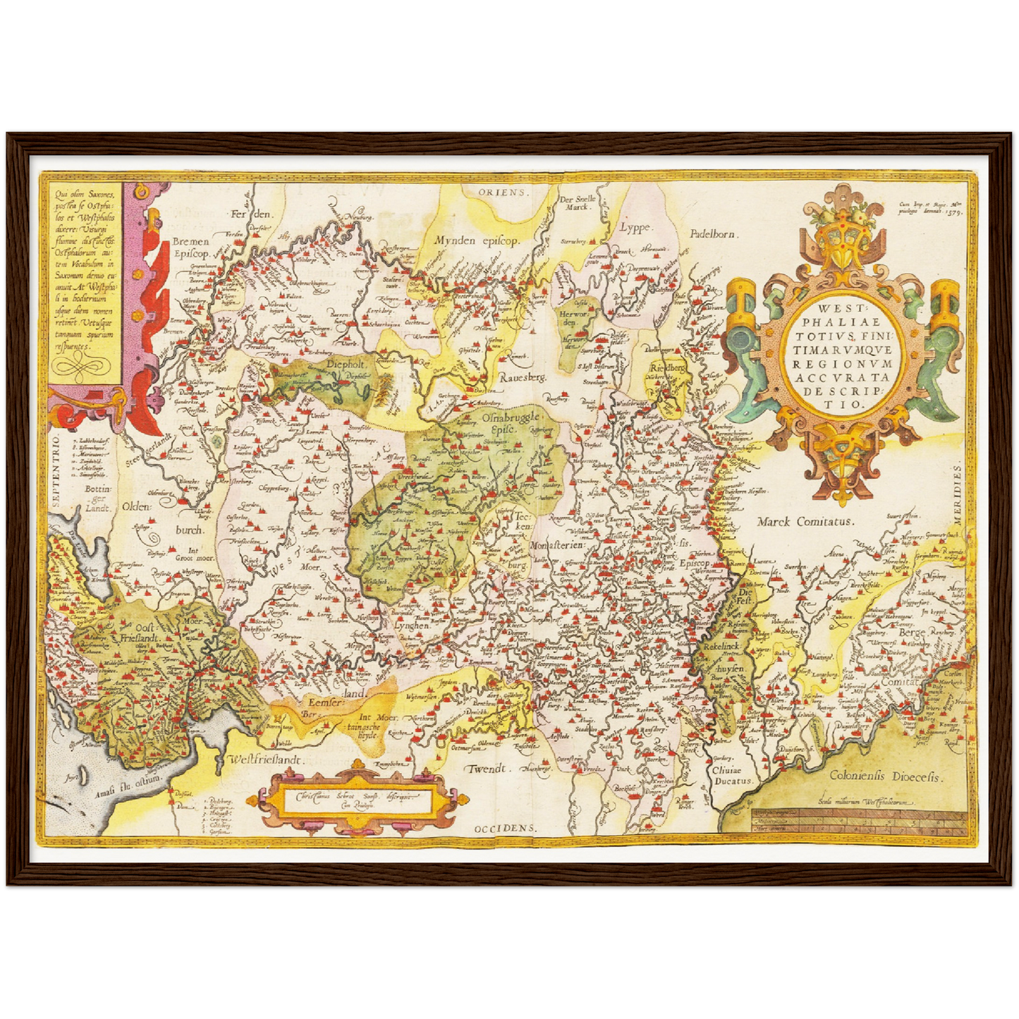 Historische Landkarte Westfalen um 1609