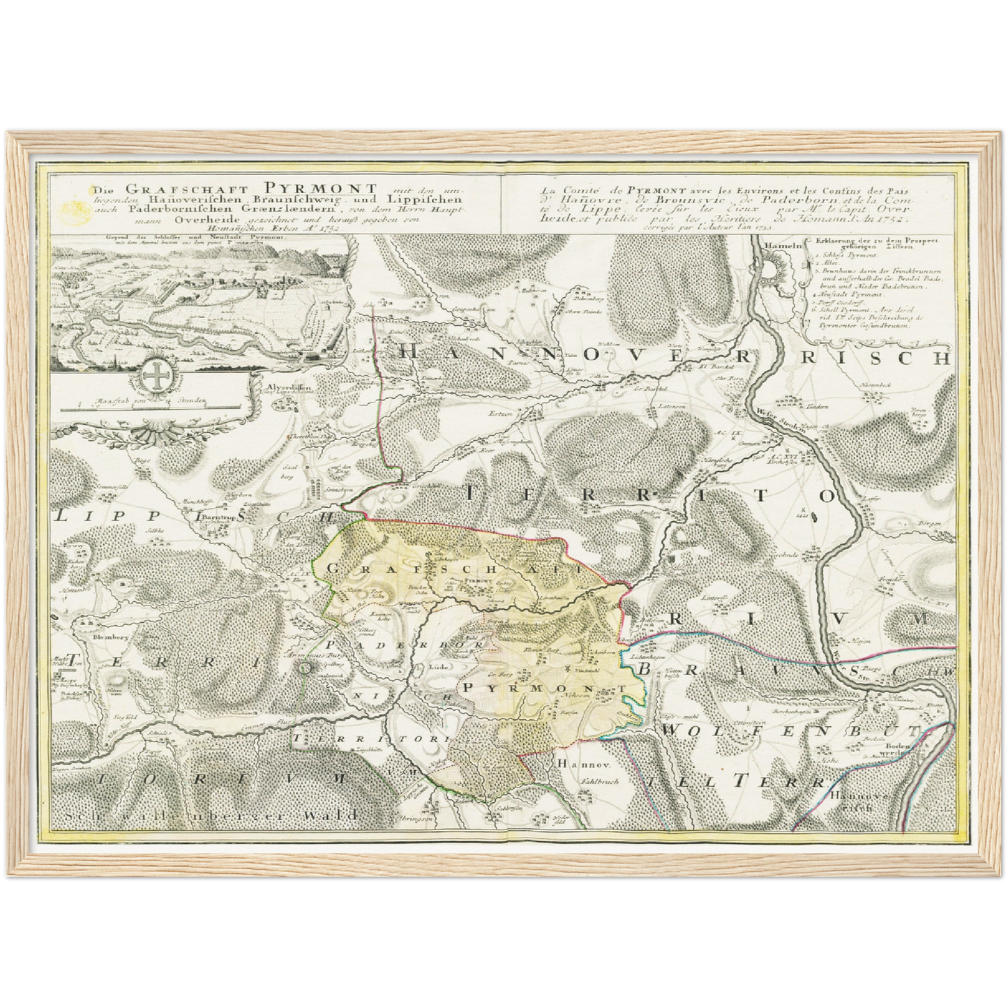 Historische Landkarte Pyrmont um 1753