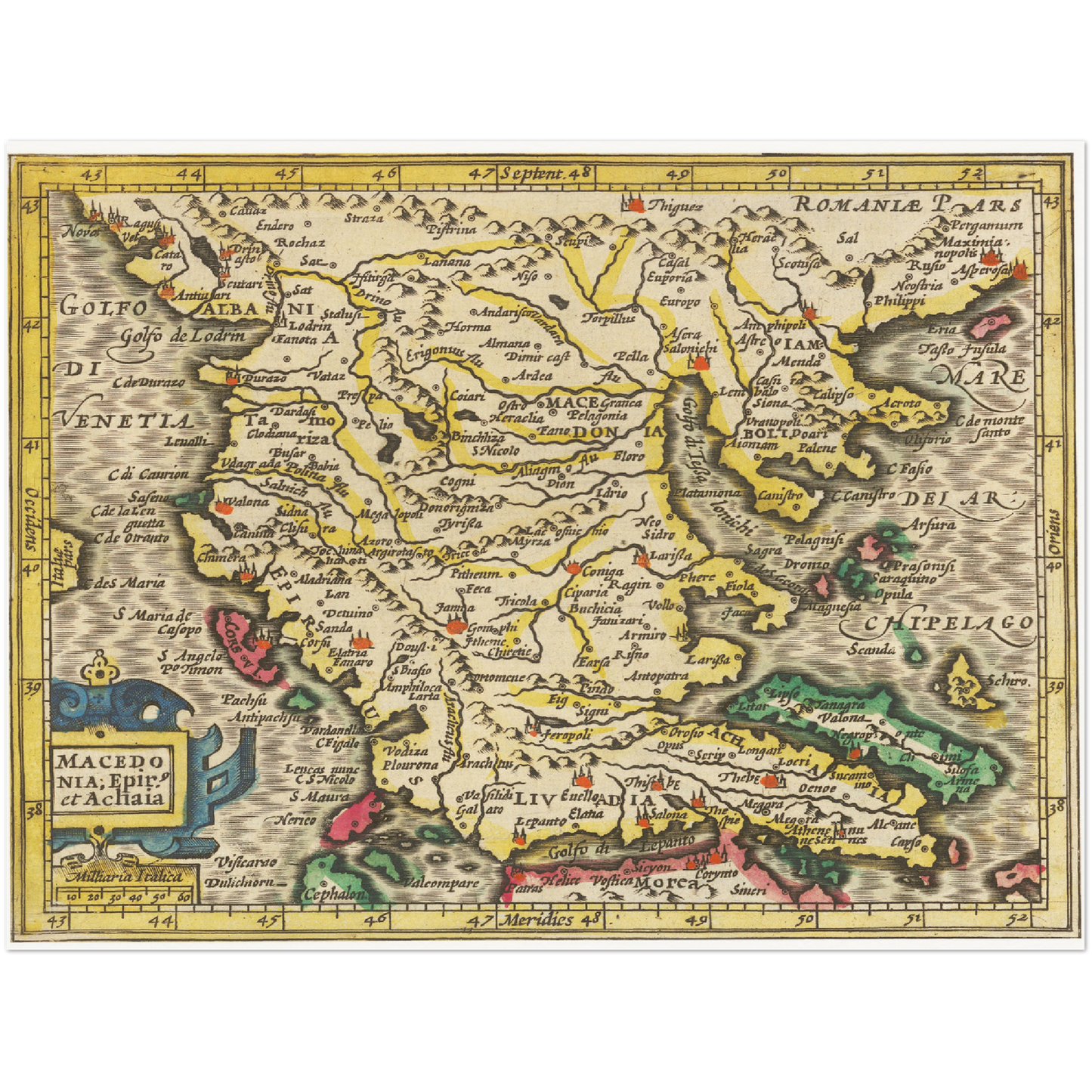 Historische Landkarte Mazedonien um 1609