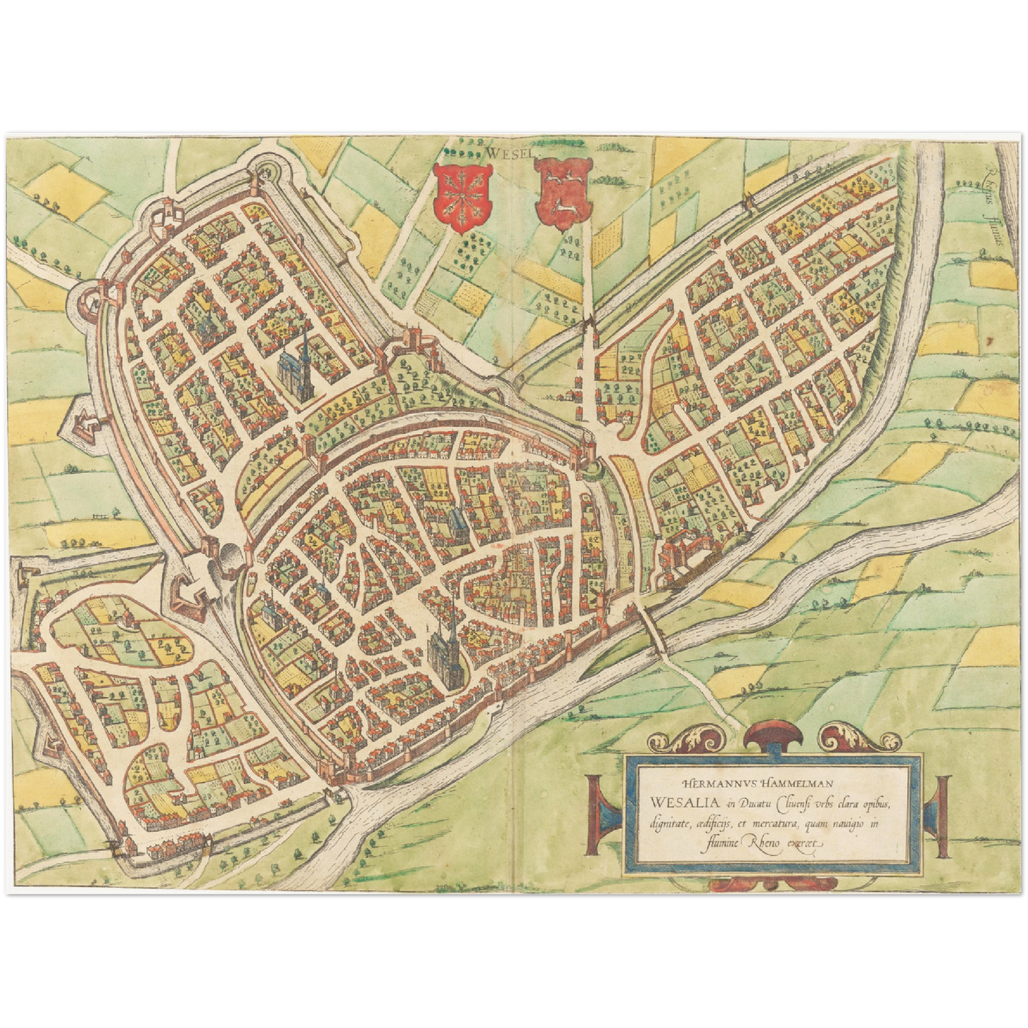Historischer Stadtplan Wesel um 1592