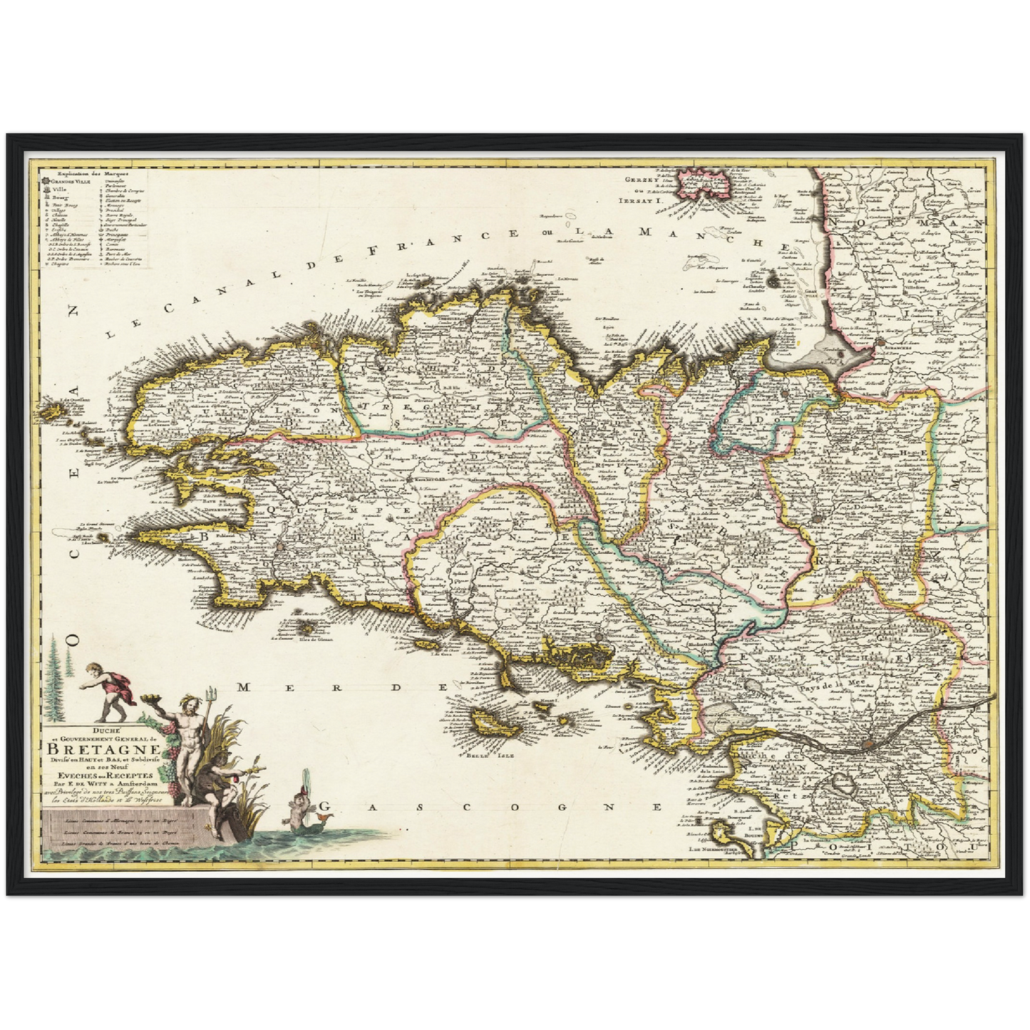 Historische Landkarte Bretagne um 1698