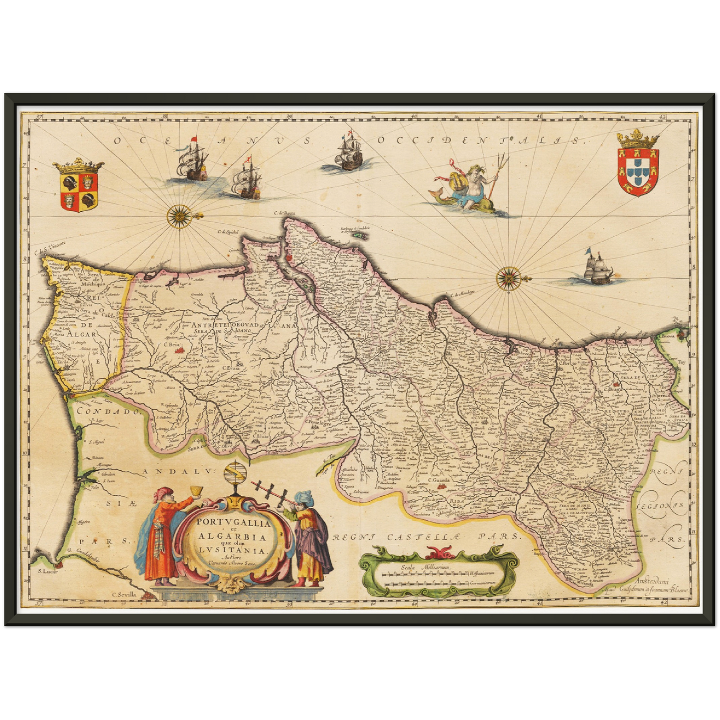 Historische Landkarte Portugal um 1635