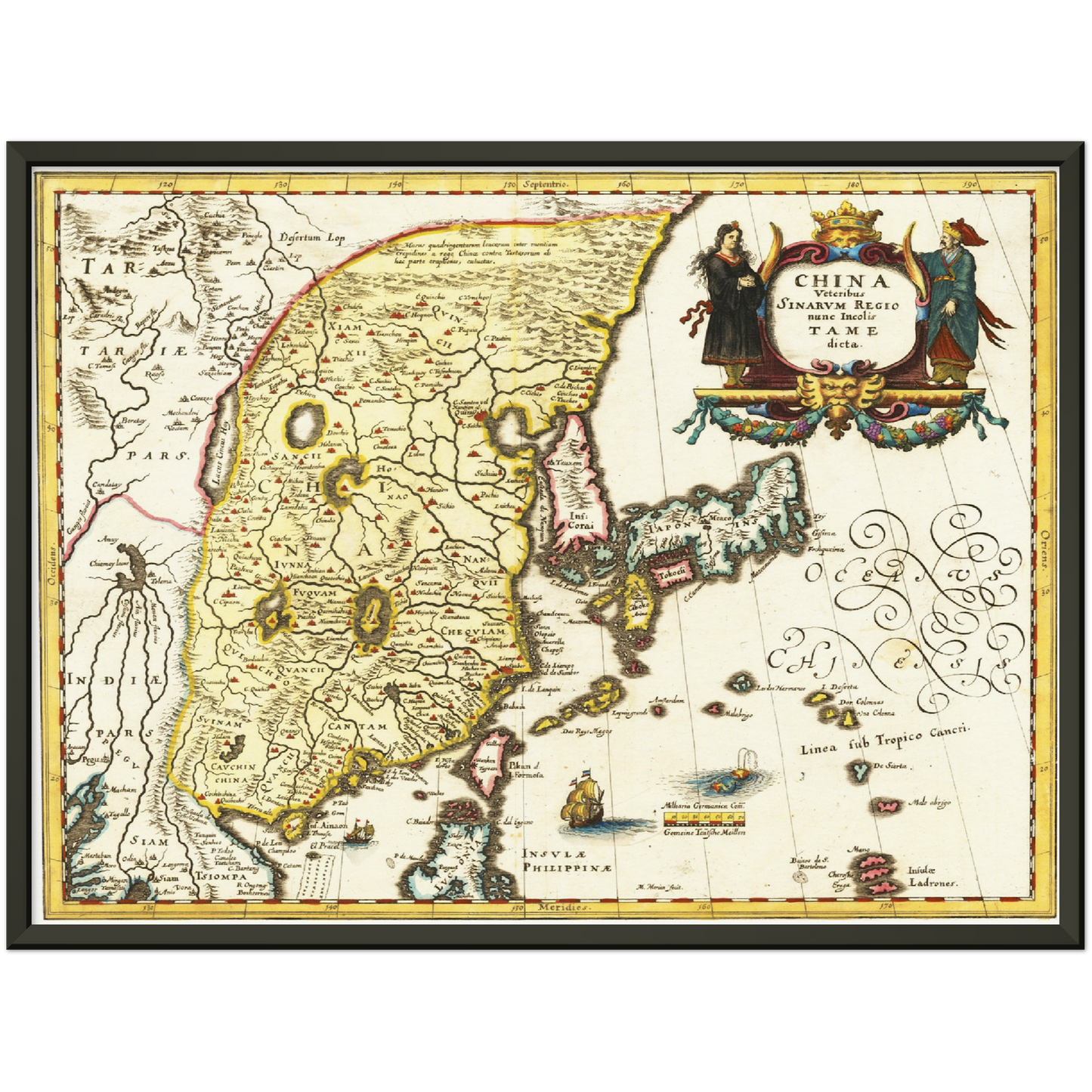 Historische Landkarte China um 1636