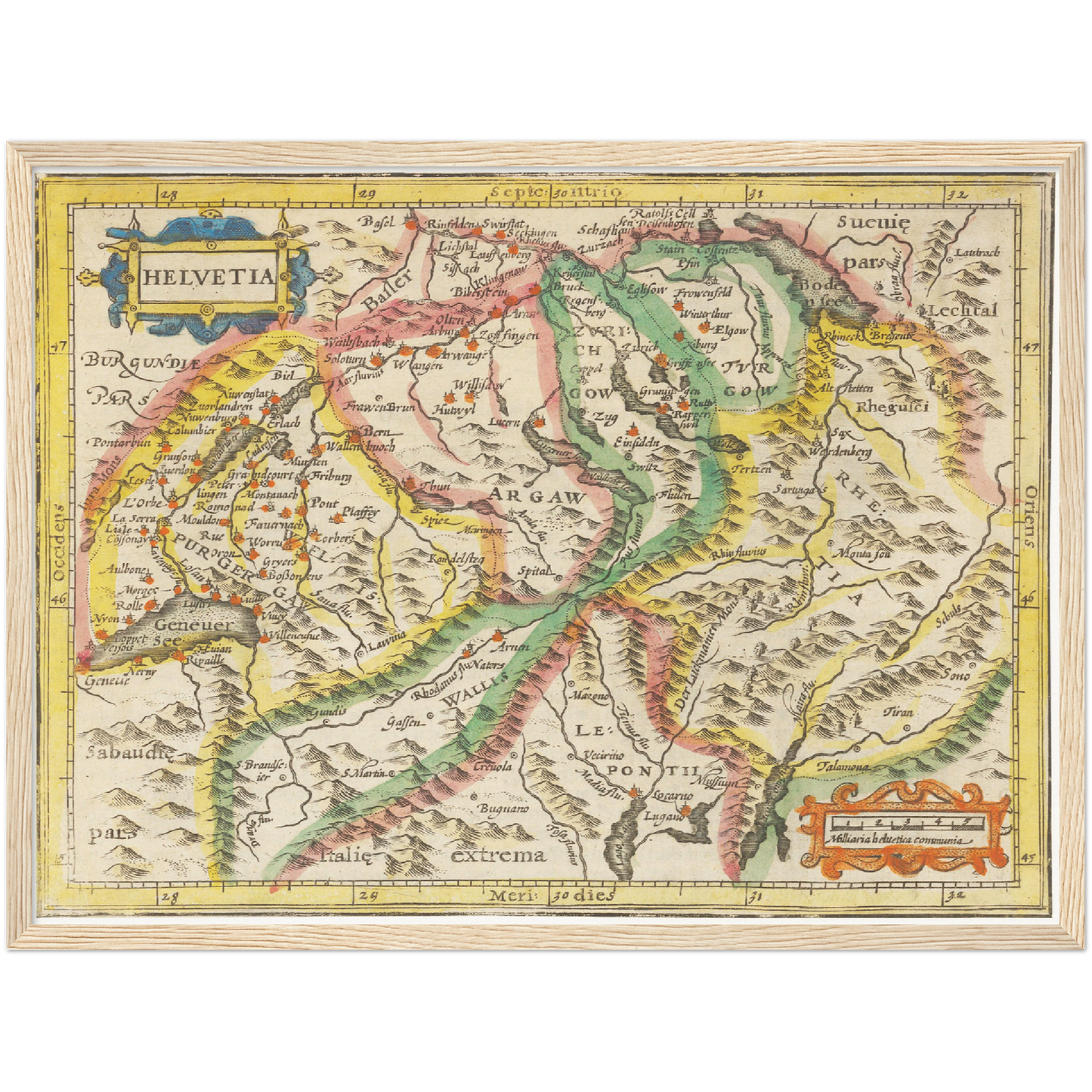 Historische Landkarte Schweiz um 1609