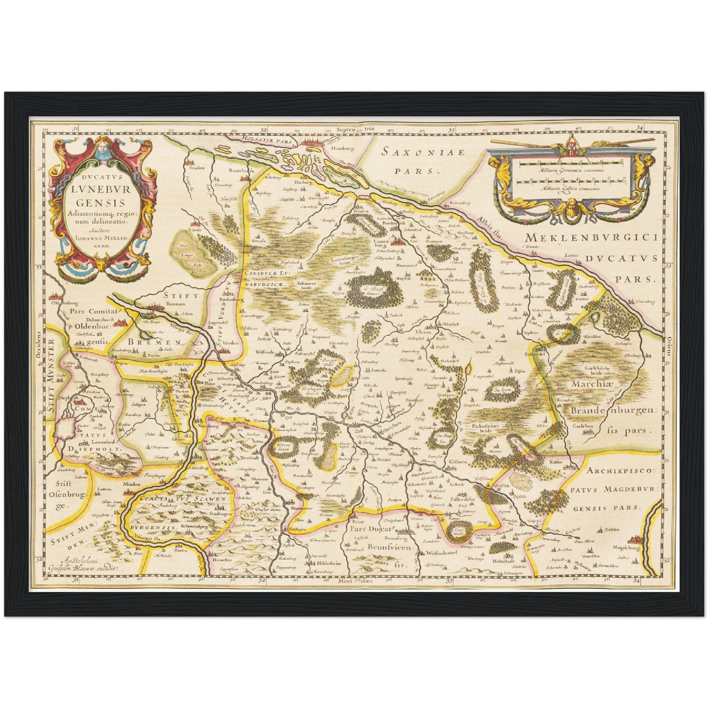 Historische Landkarte Lüneburg um 1635