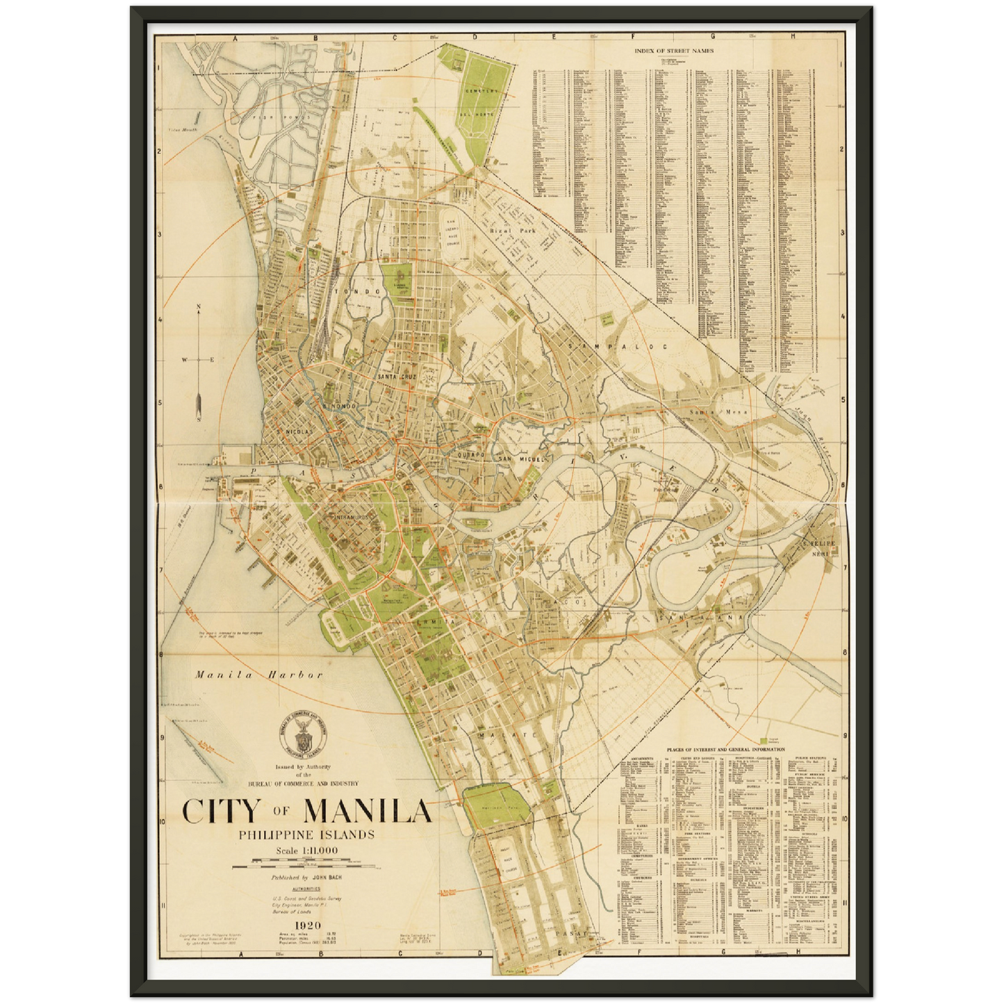 Historischer Stadtplan Manila um 1920