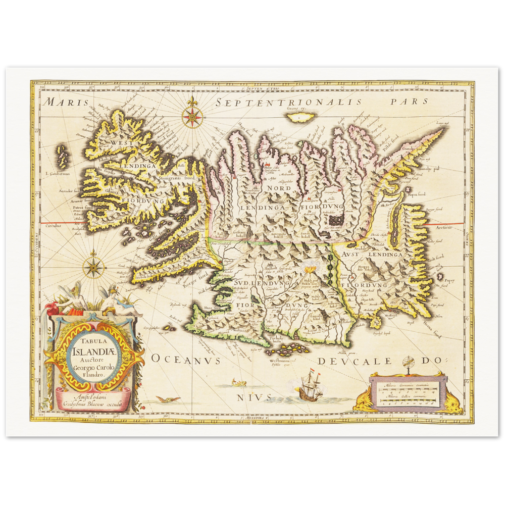 Historische Landkarte Island um 1635