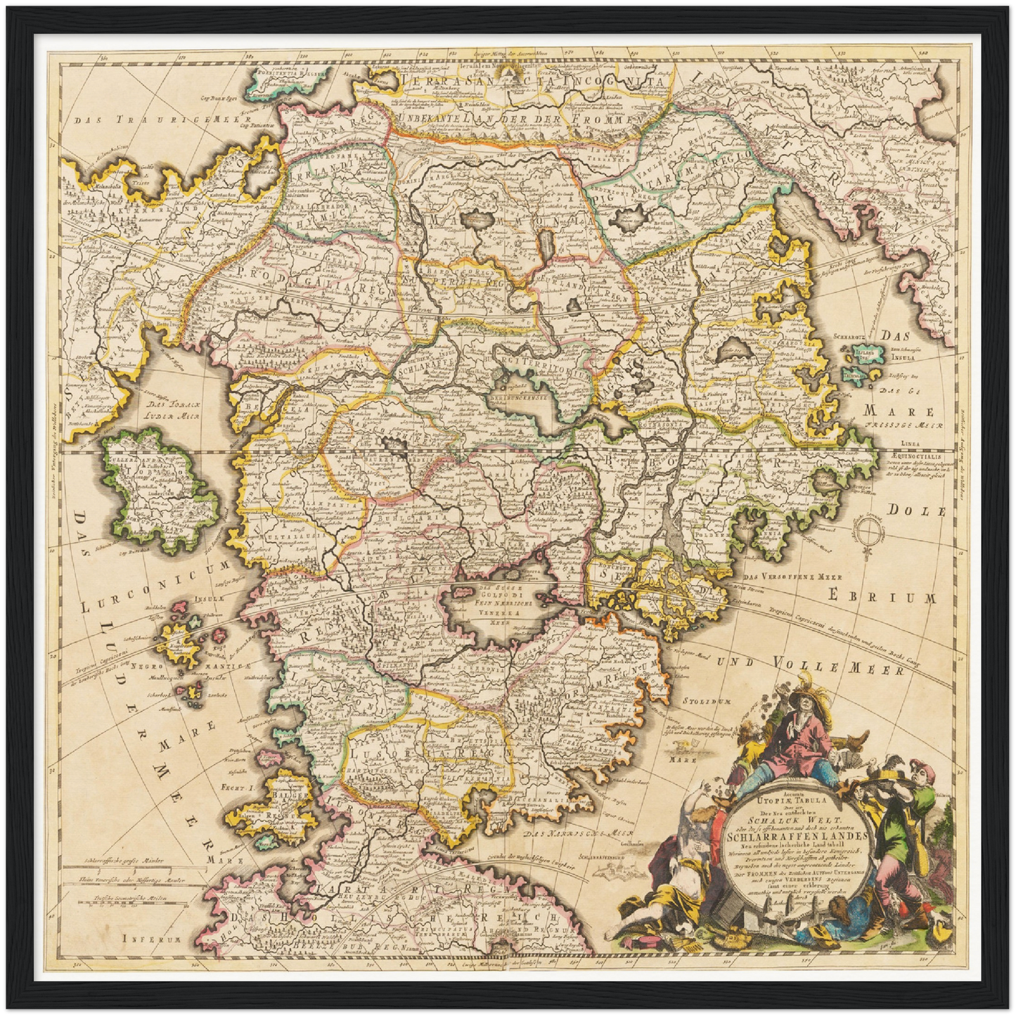 Historische Landkarte Schlaraffenland um 1694