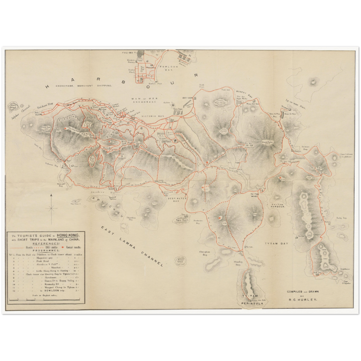 Historischer Stadtplan Hongkong um 1897