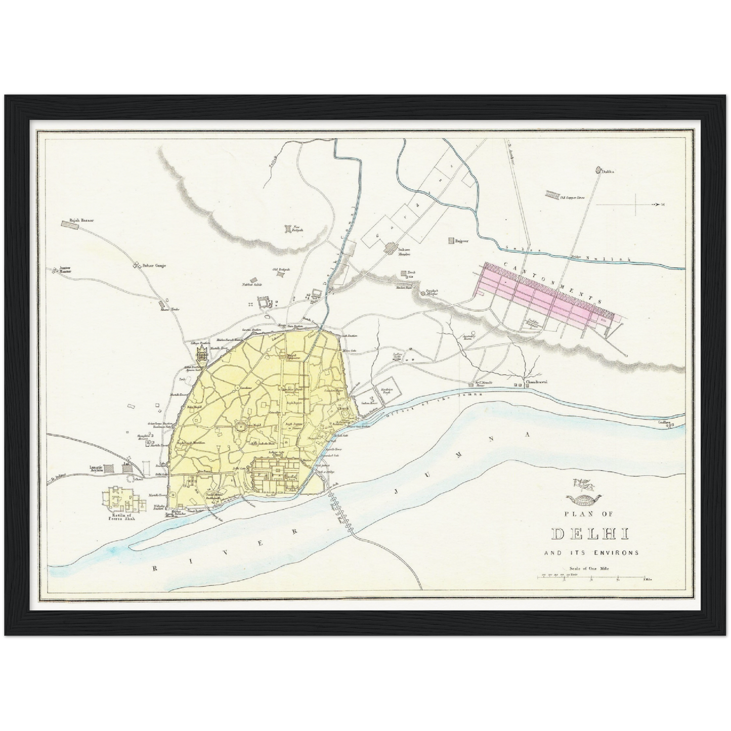 Historischer Stadtplan Delhi um 1867
