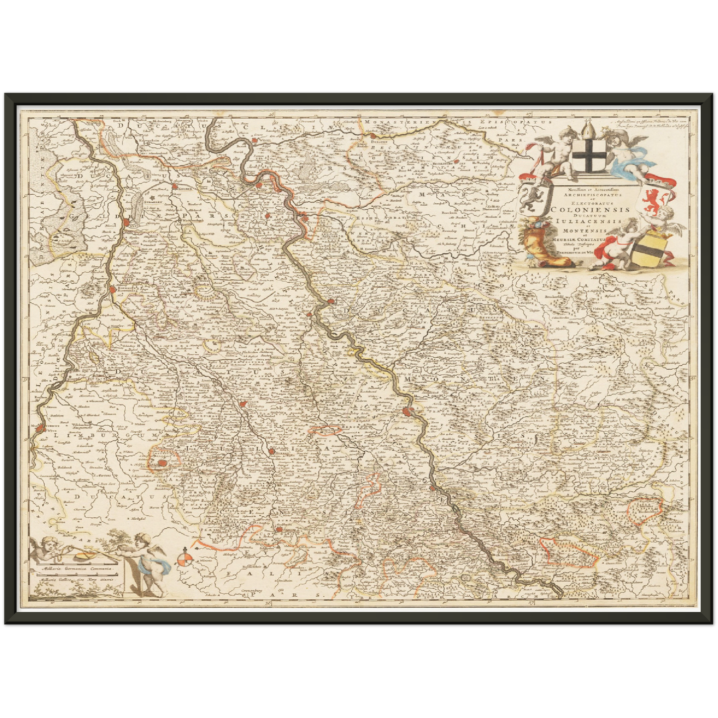 Historische Landkarte Rheinland um 1698
