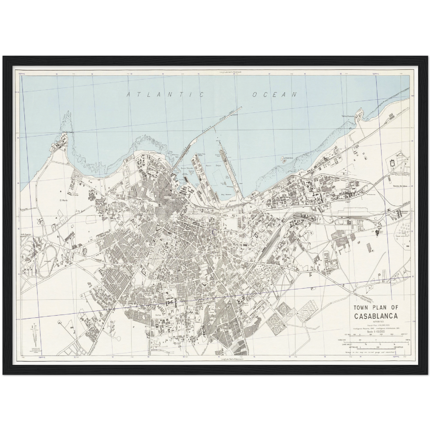 Historischer Stadtplan Casablanca um 1942