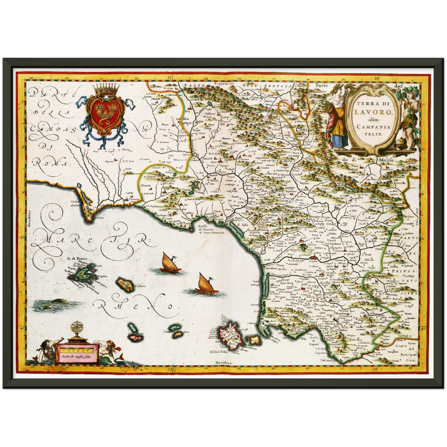 Historische Landkarte Kampanien um 1690