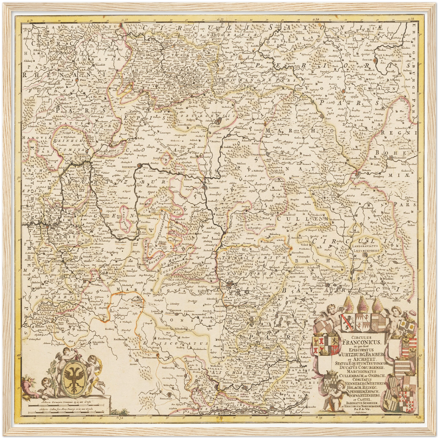 Historische Landkarte Franken um 1698