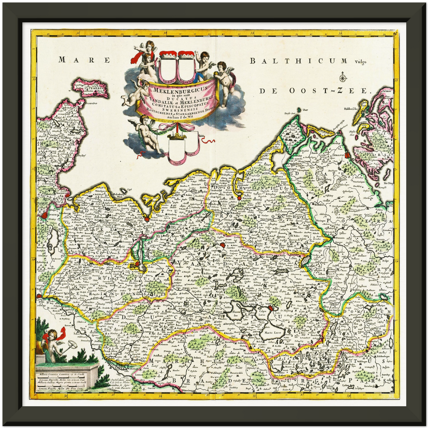 Historische Landkarte Mecklenburg um 1680