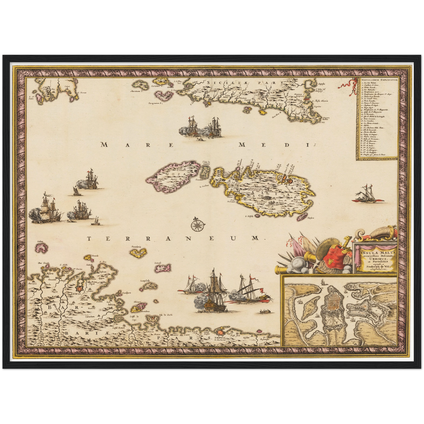 Historische Landkarte Malta um 1698