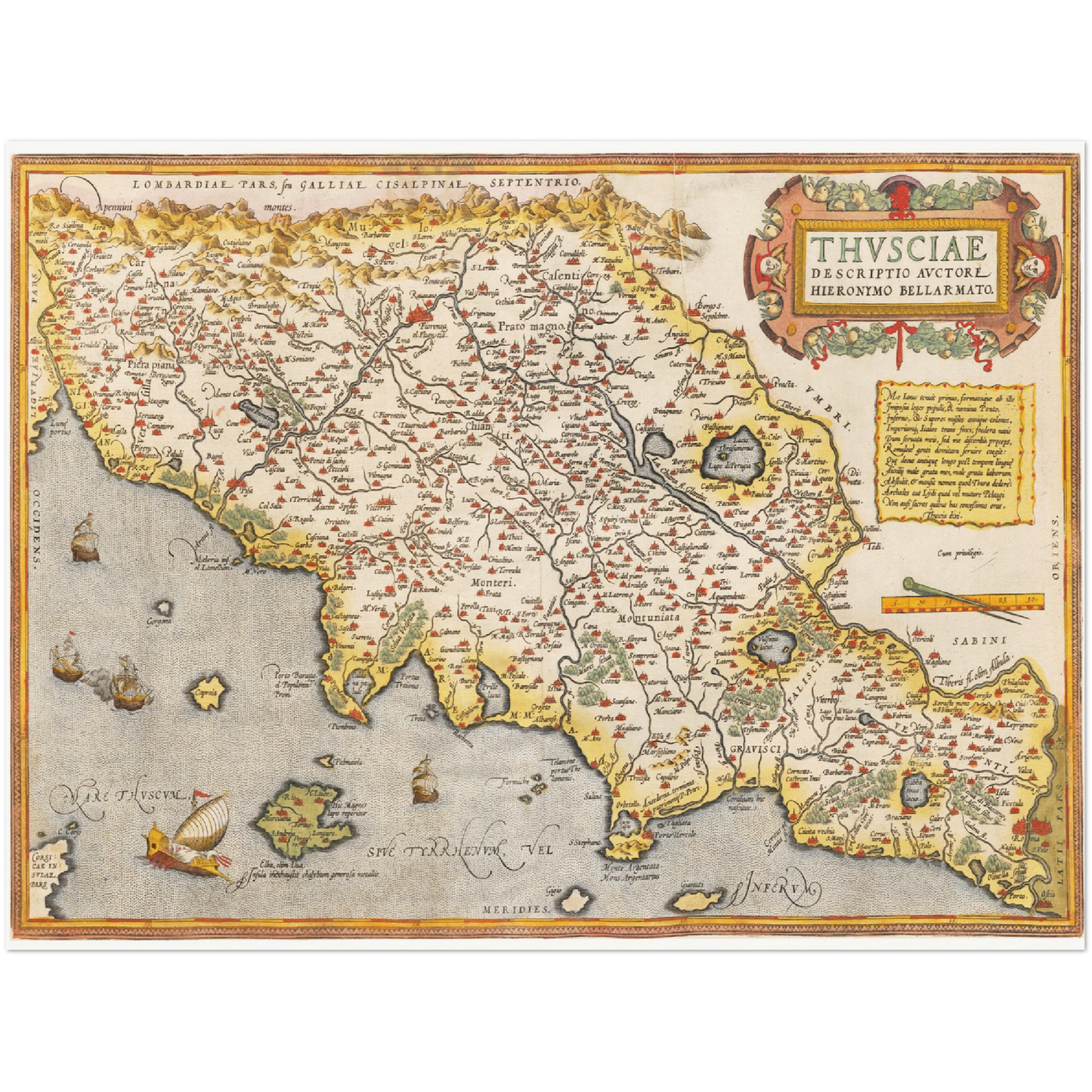Historische Landkarte Toskana um 1609