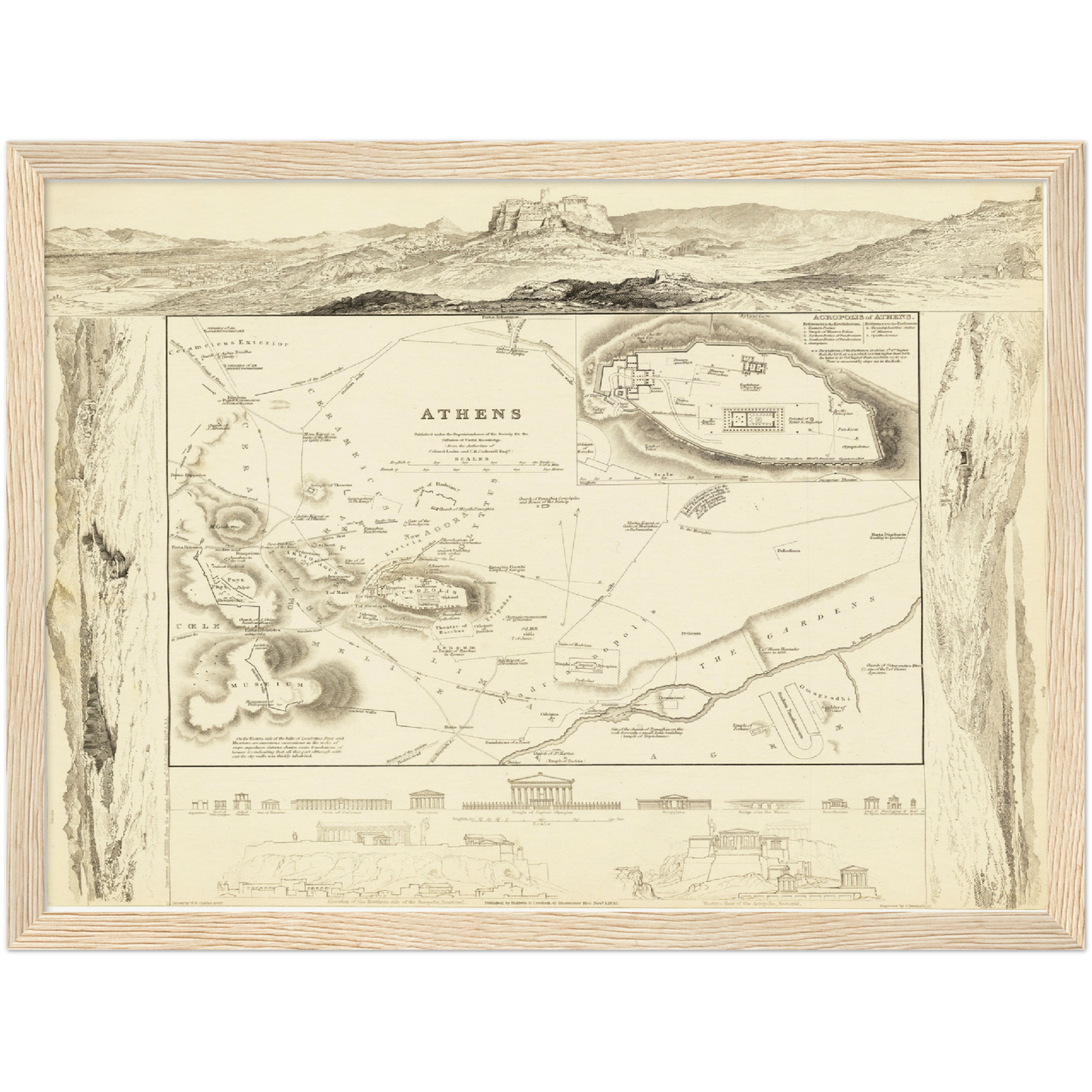 Historischer Stadtplan Athen um 1832