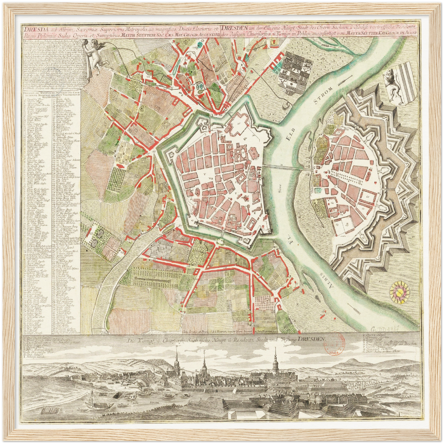 Historischer Stadtplan Dresden um 1750