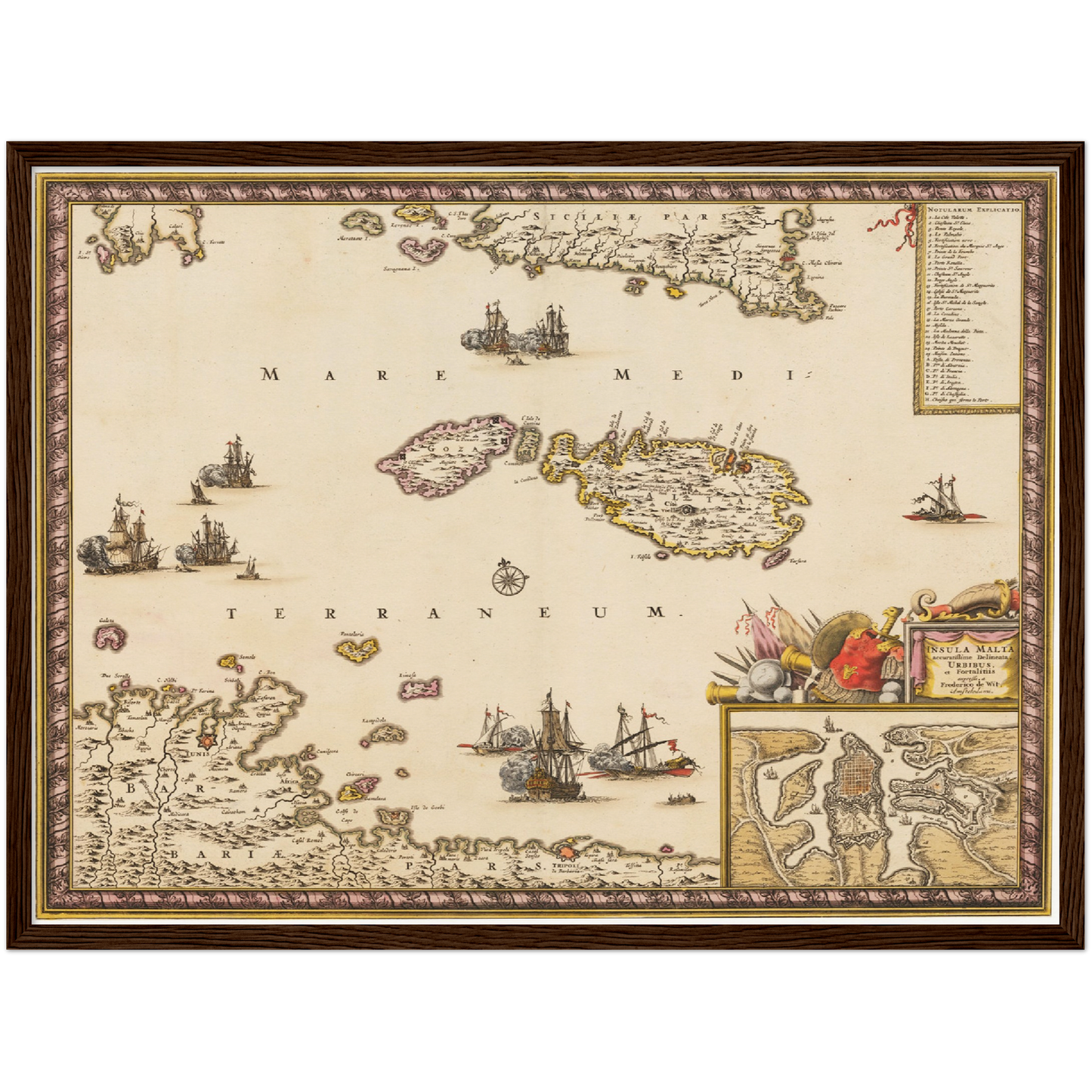 Historische Landkarte Malta um 1698