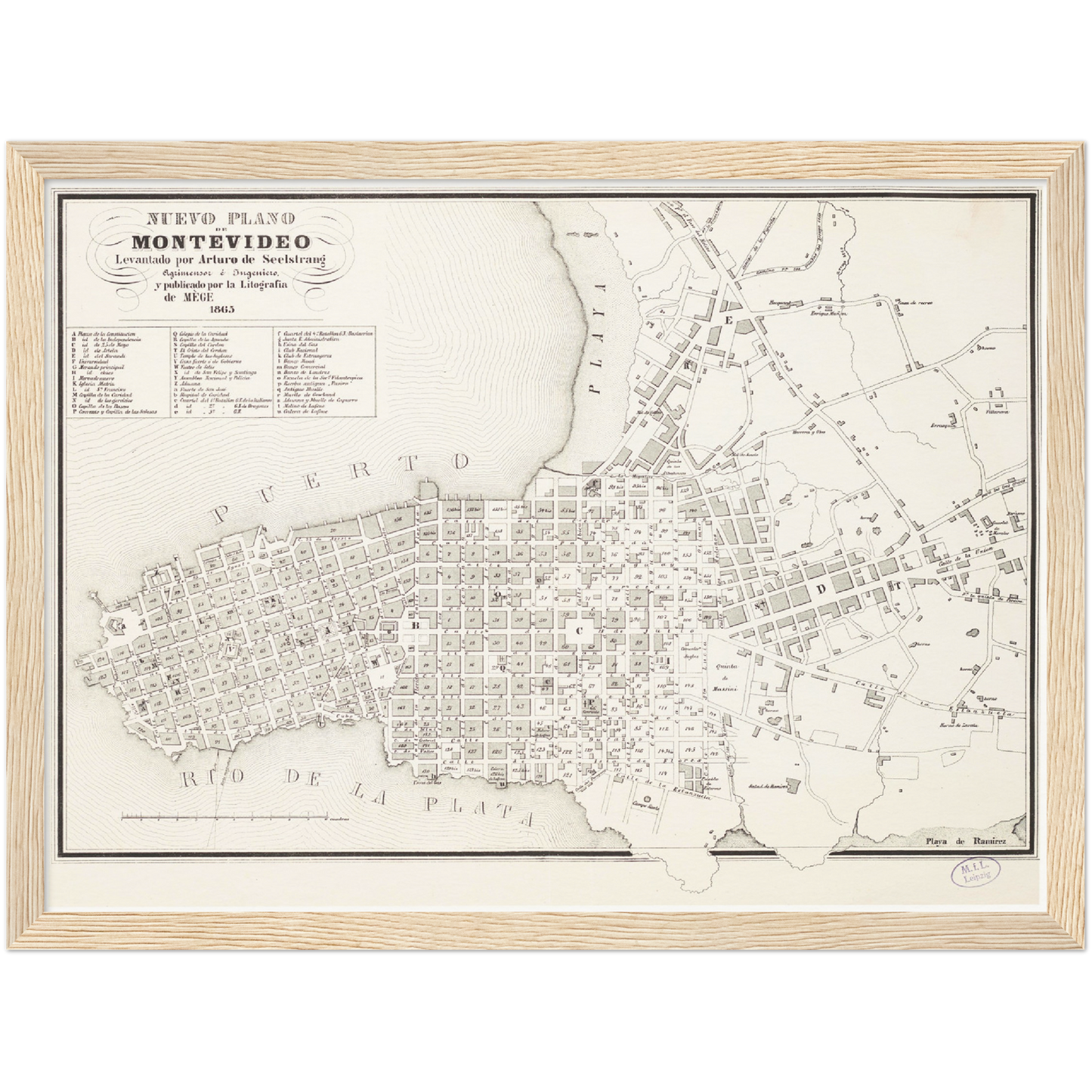 Historischer Stadtplan Montevideo um 1865
