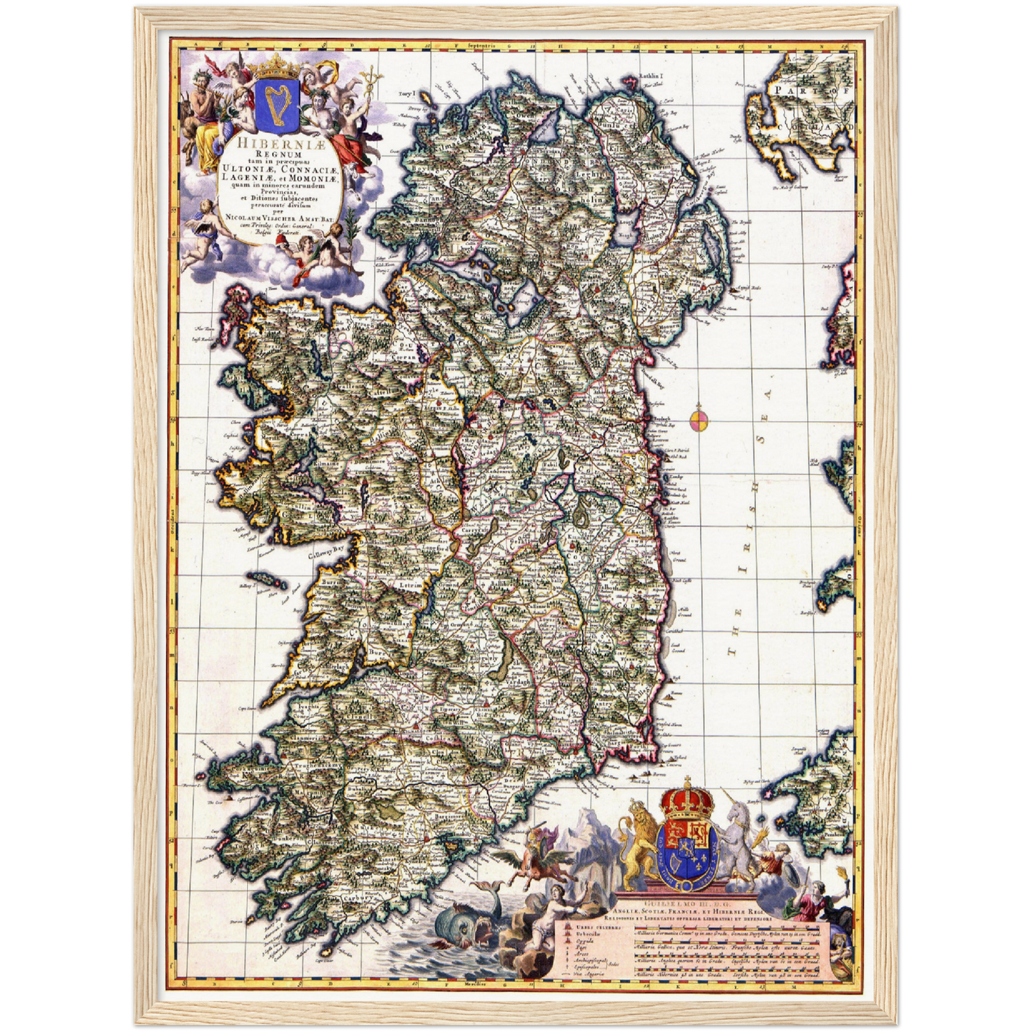 Historische Landkarte Irland um 1646