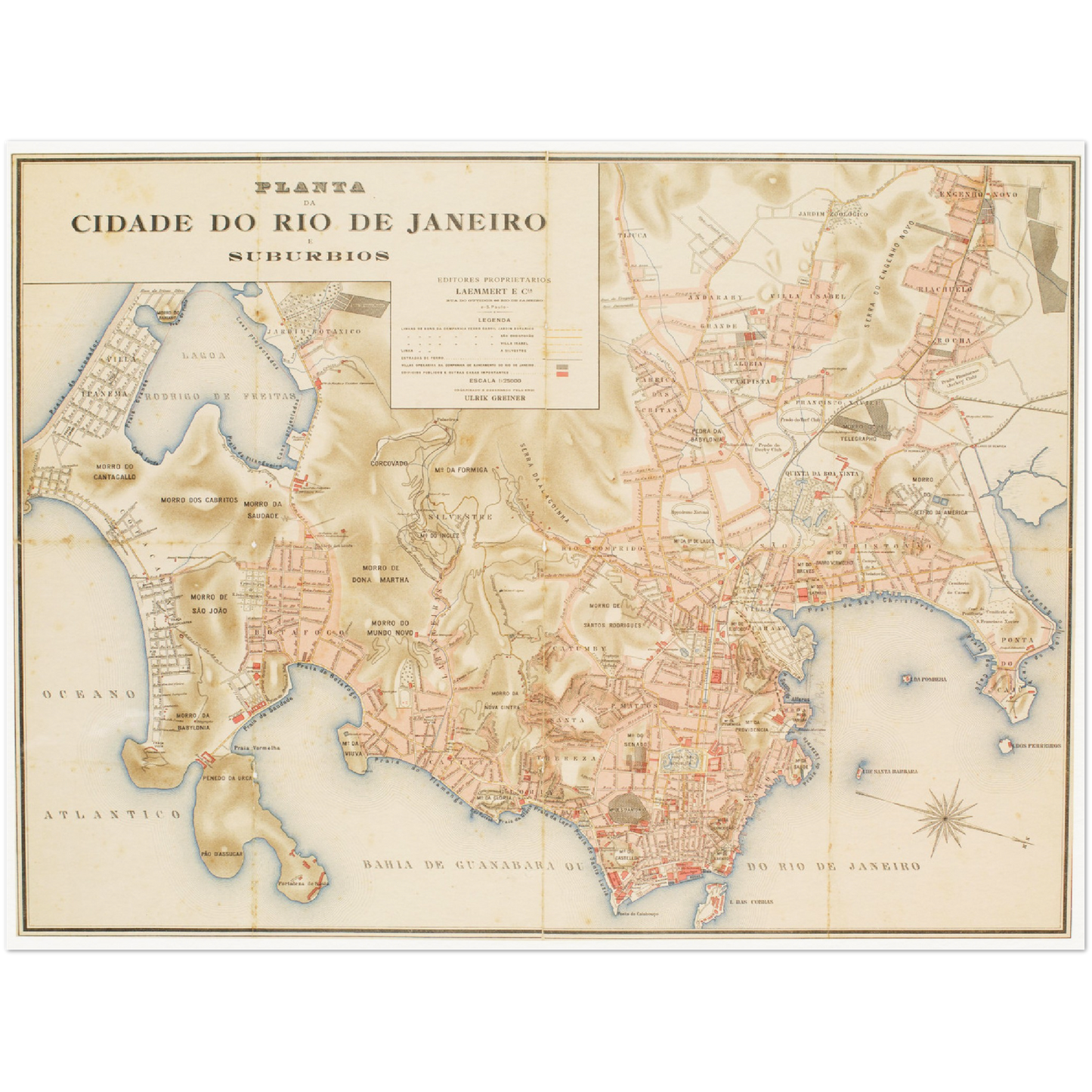 Historischer Stadtplan Rio De Janero um 1890