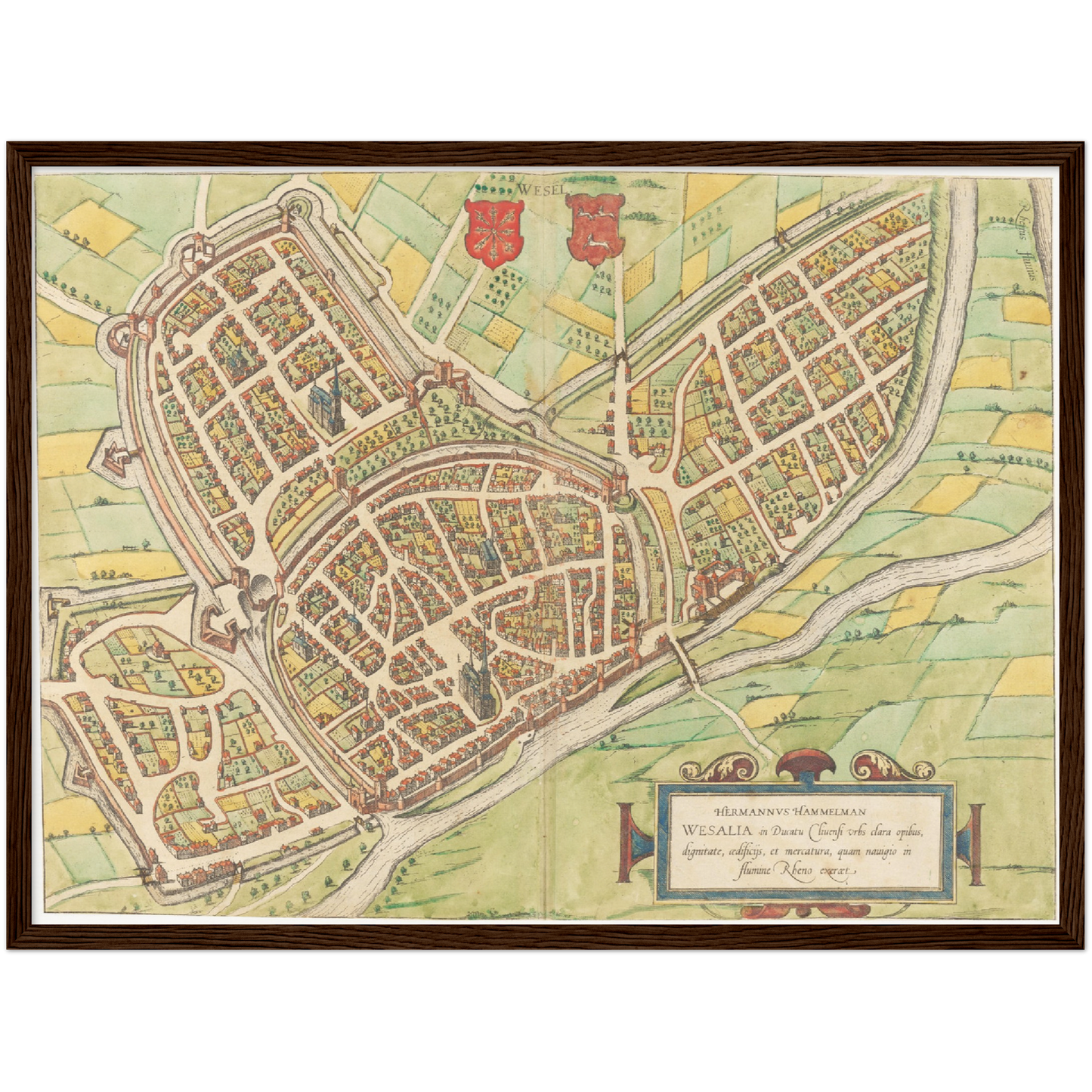 Historischer Stadtplan Wesel um 1592