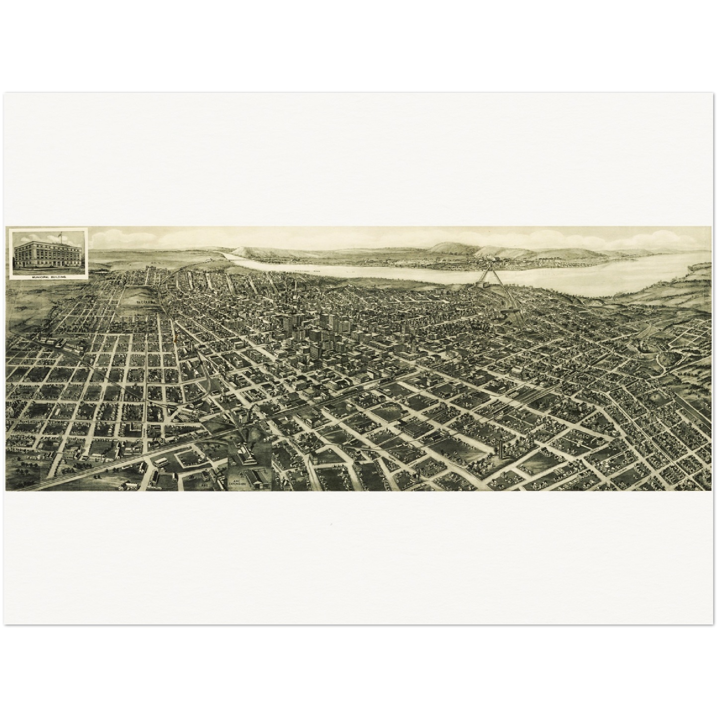 Historische Stadtansicht Tulsa um 1918