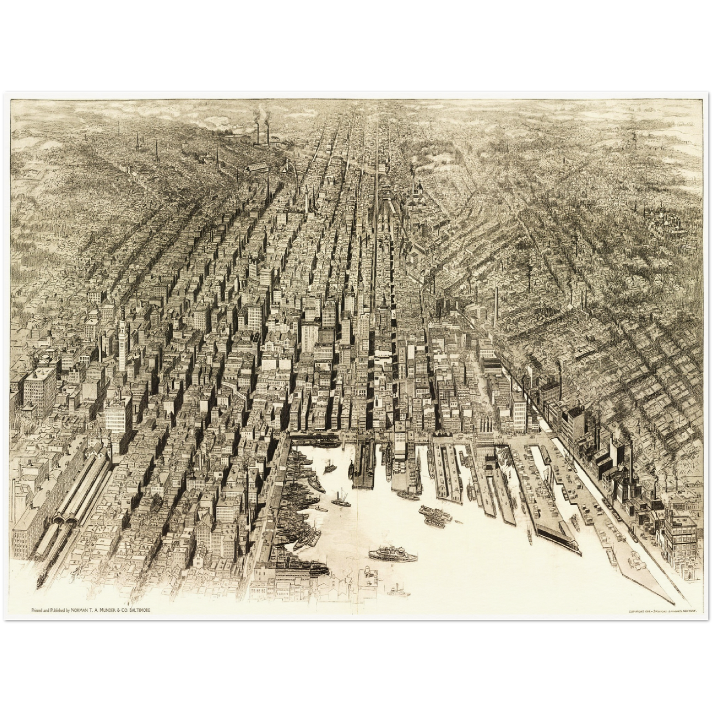 Historische Stadtansicht Baltimore um 1911
