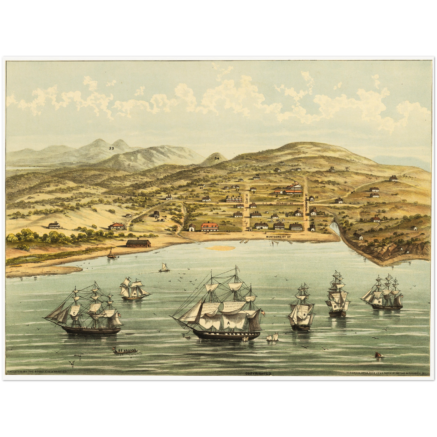 Historische Stadtansicht San Francisco um 1846