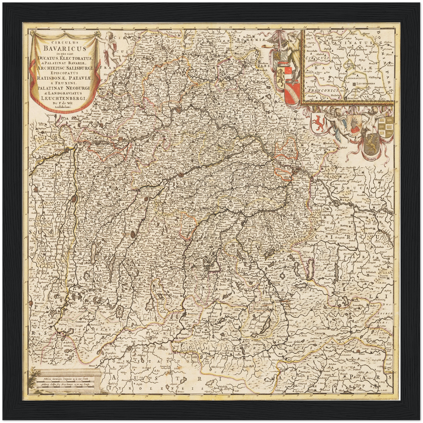 Historische Landkarte Bayern um 1698