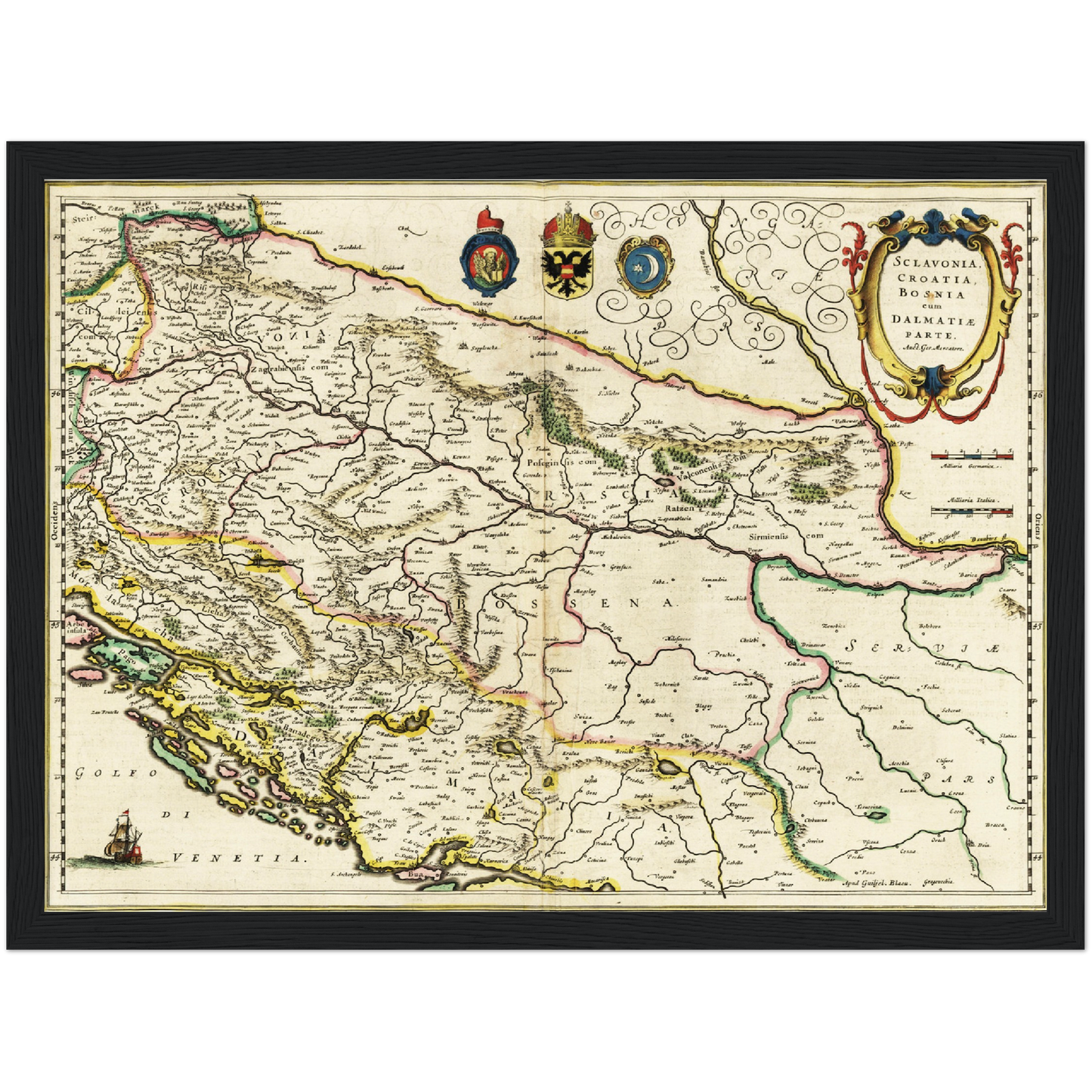 Historische Landkarte Bosnien um 1647