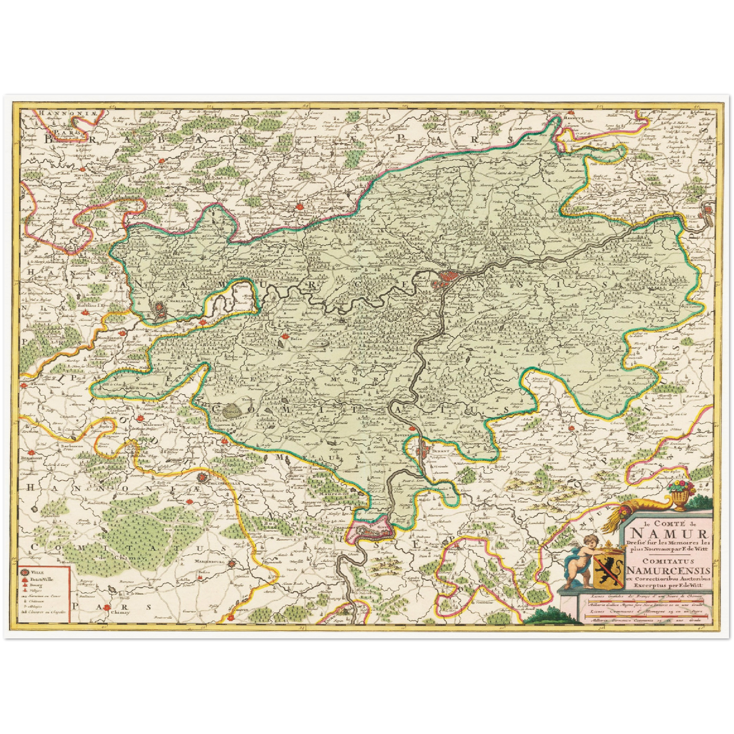 Historische Landkarte Namur um 1670