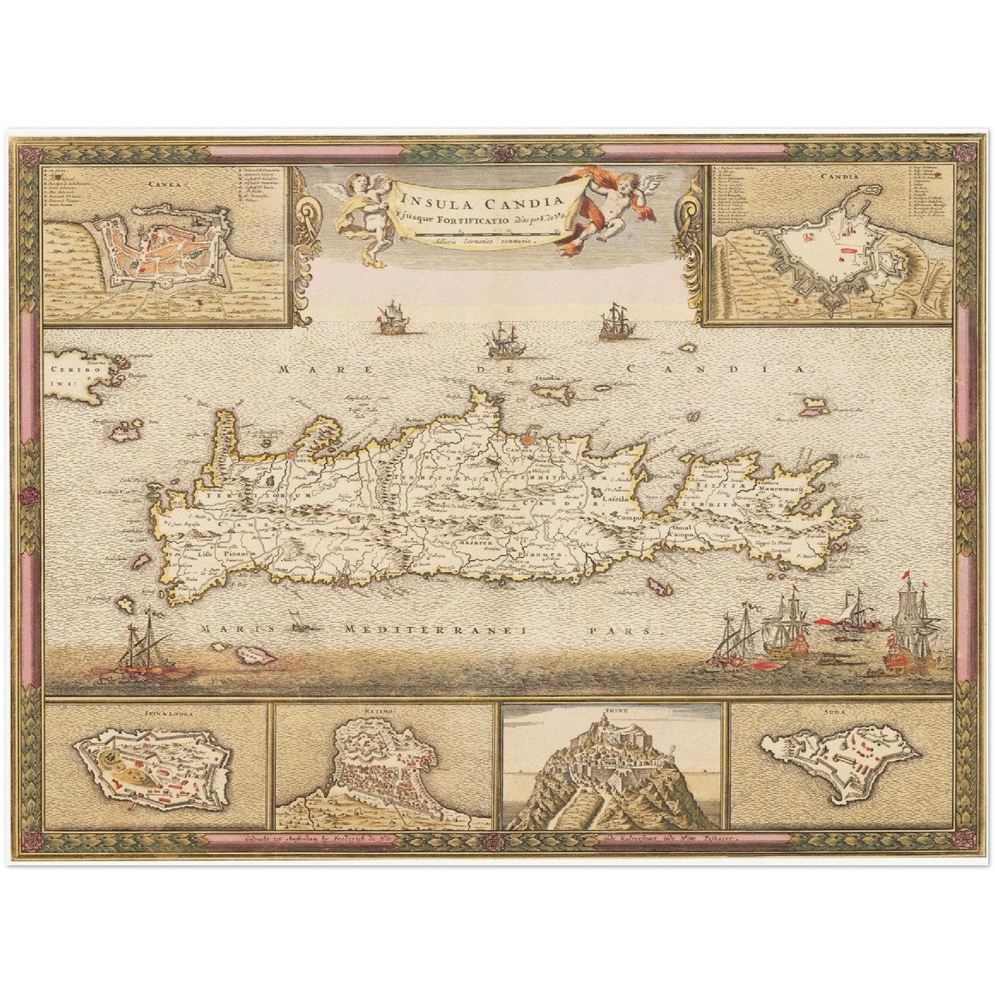 Historische Landkarte Kreta um 1698