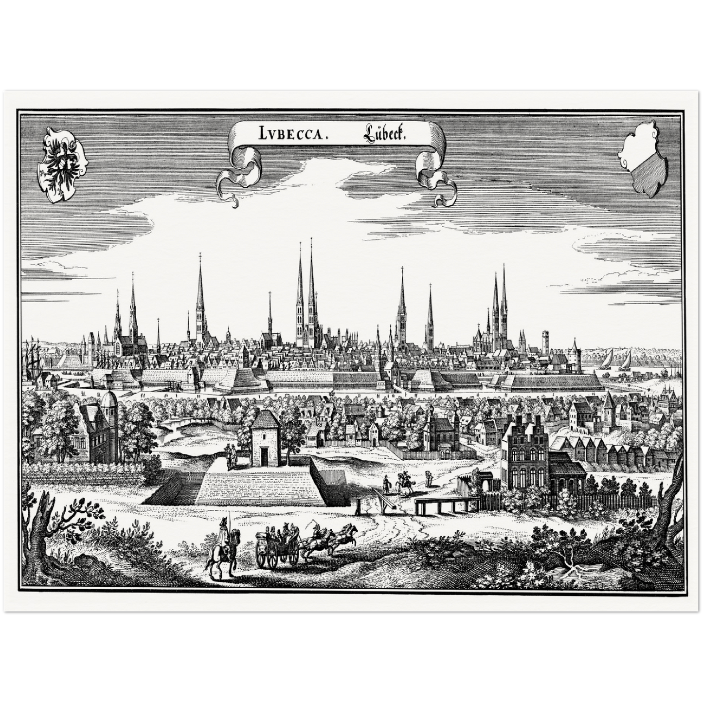 Historische Stadtansicht Lübeck um 1641