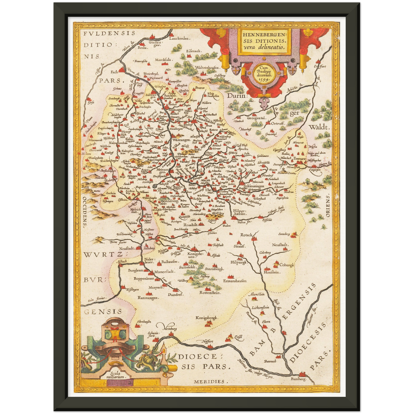 Historische Landkarte Henneberg um 1609