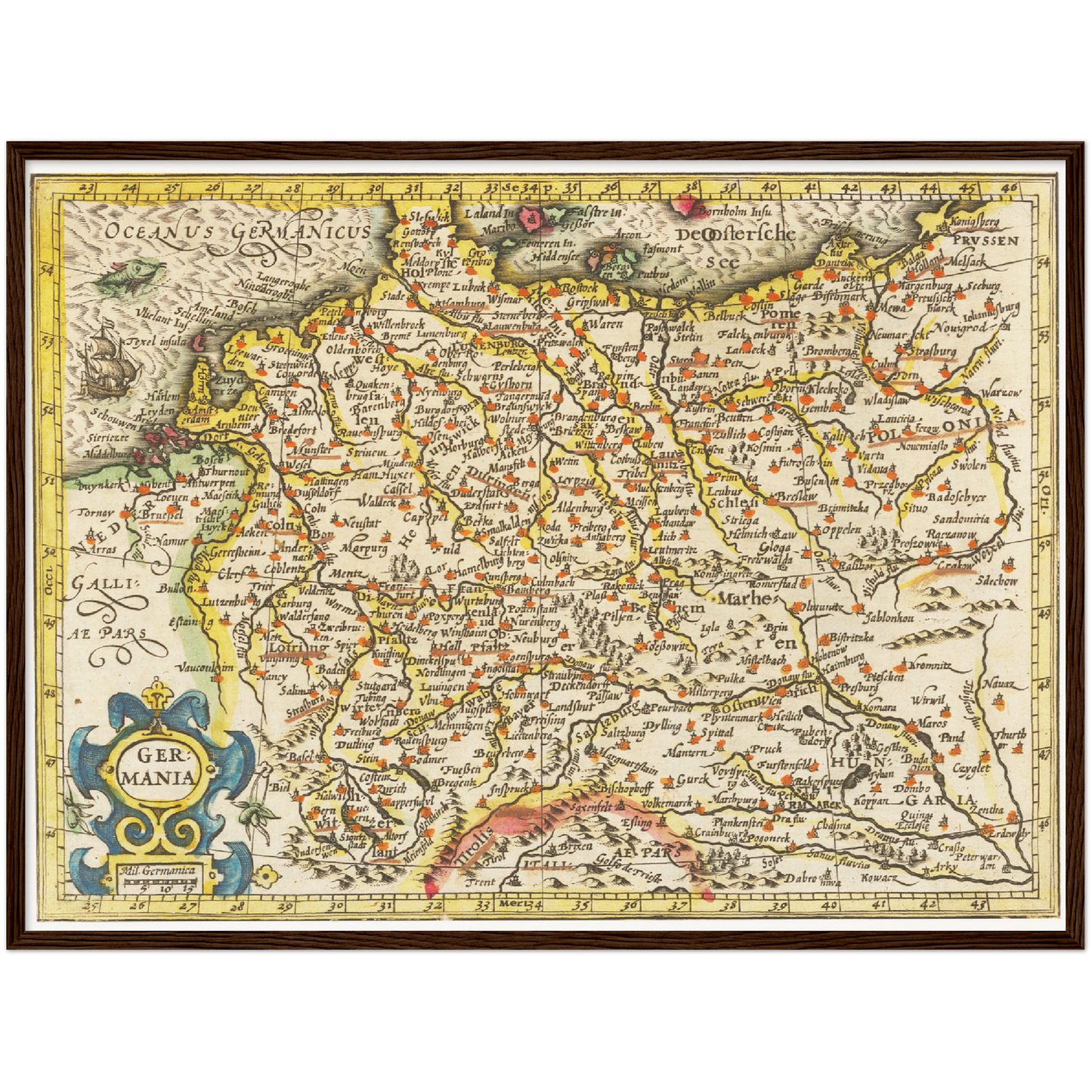 Historische Landkarte von Deutschland um 1609