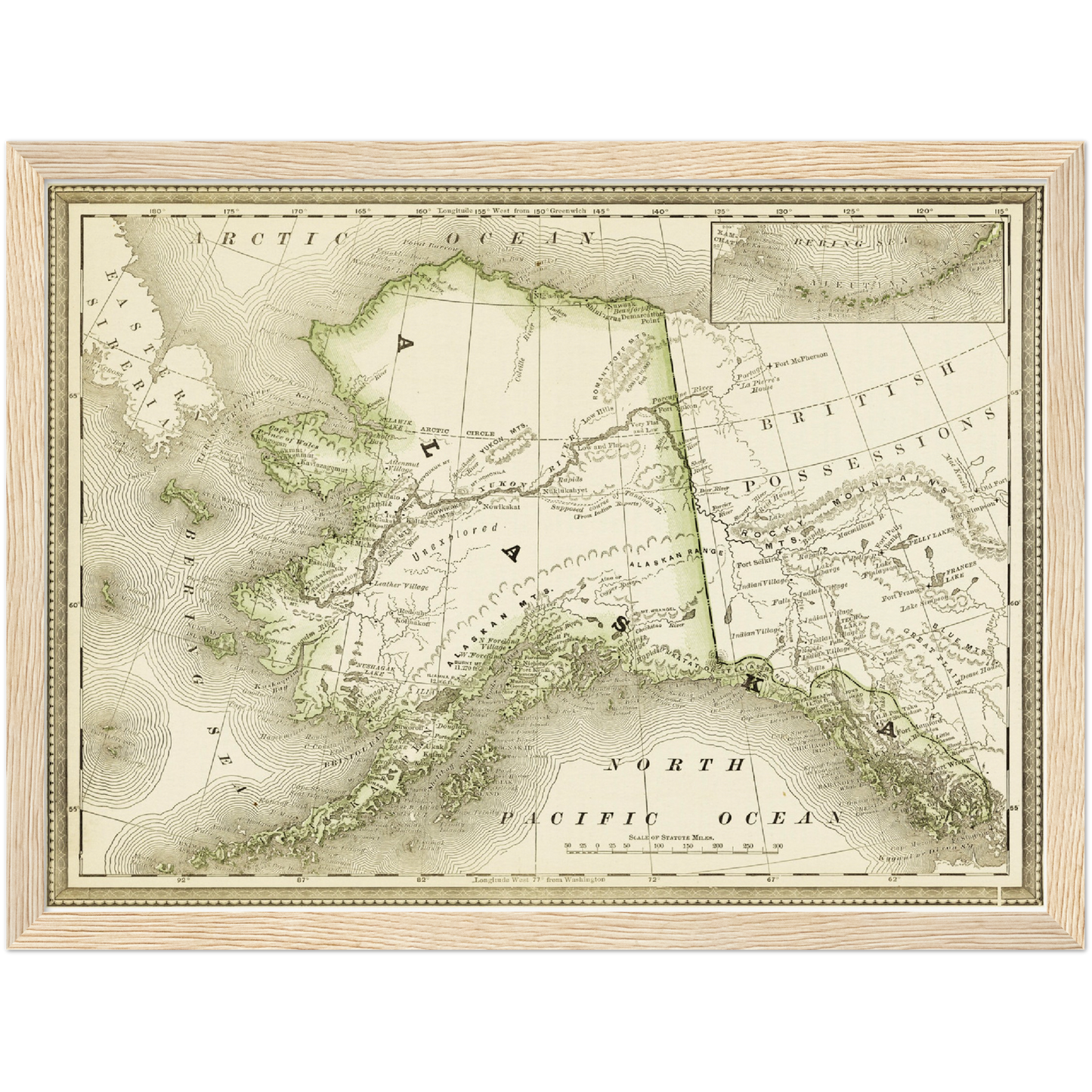 Historische Landkarte Alaska um 1882